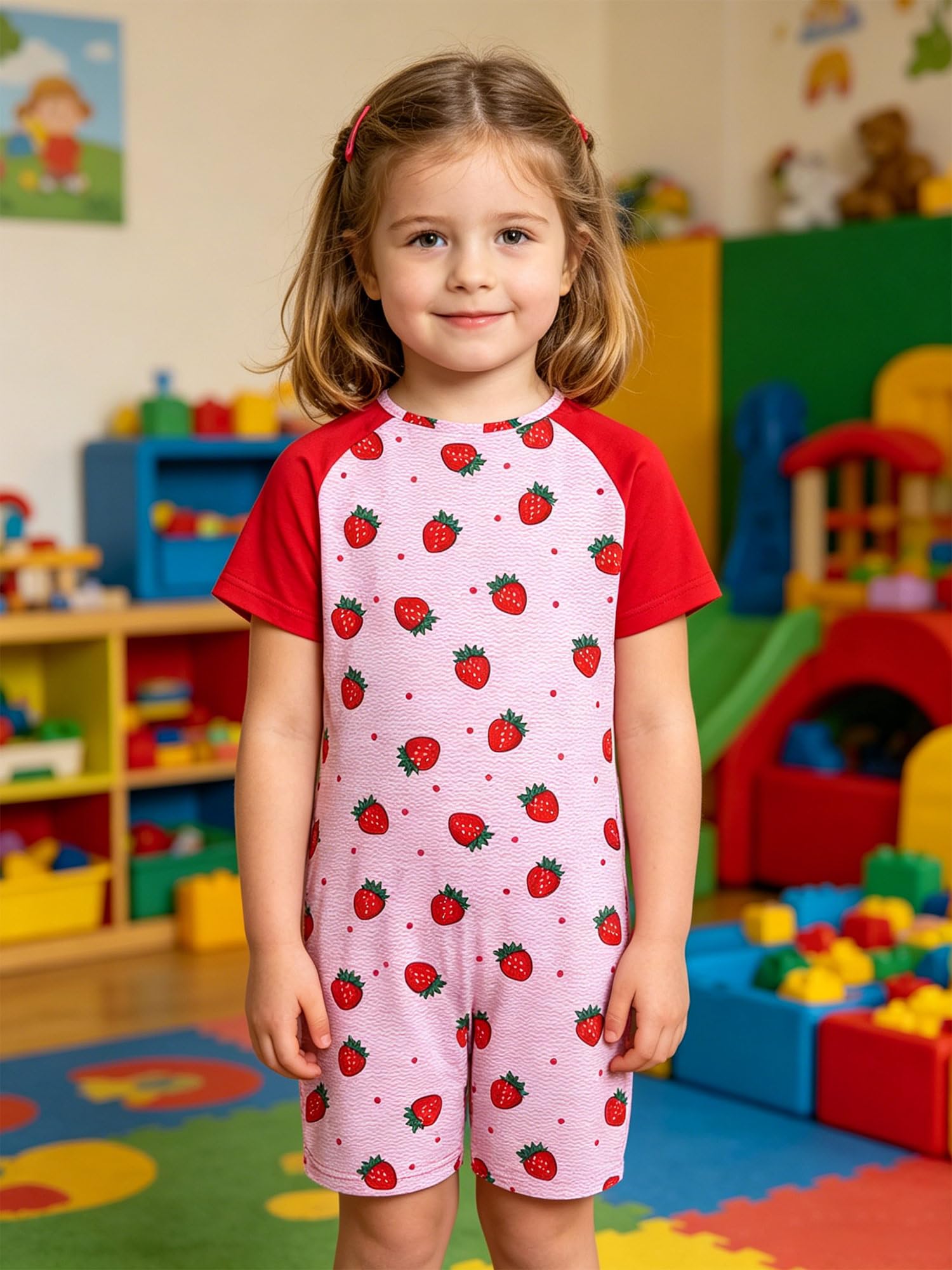 inhzoy 3er Kinder Pflegeoverall Kurz Mit Reißverschluss Set Adaptive Kleidung Für Kinder Mit Besondere Bedürfnissen Bedruckter Kurzarmbody