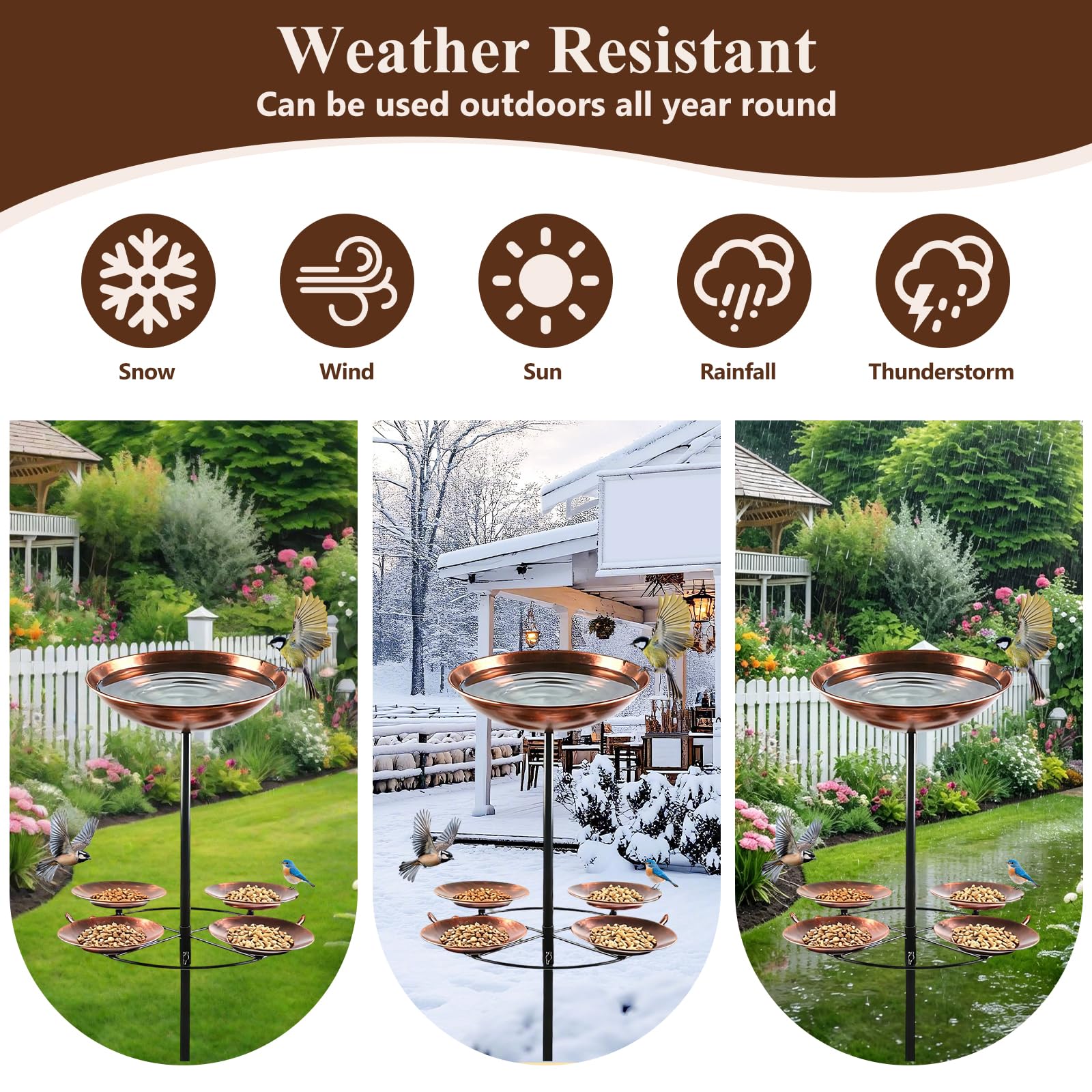Vogeltränke aus Metall für den Garten, 106,7 cm, freistehende Vogeltränke im Vintage-Stil | Freistehende Vogeltränke für den Außenbereich, Vogelfutterstation mit 5 Zinken, für Dekoration, Garten, Terrasse, Hof