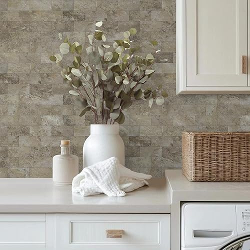 Vista 14 de STICKGOO 10 hojas de azulejos de metro para despegar y pegar, azulejos de pared para salpicaduras de cocina, azulejos de pared de PVC para Pizarra