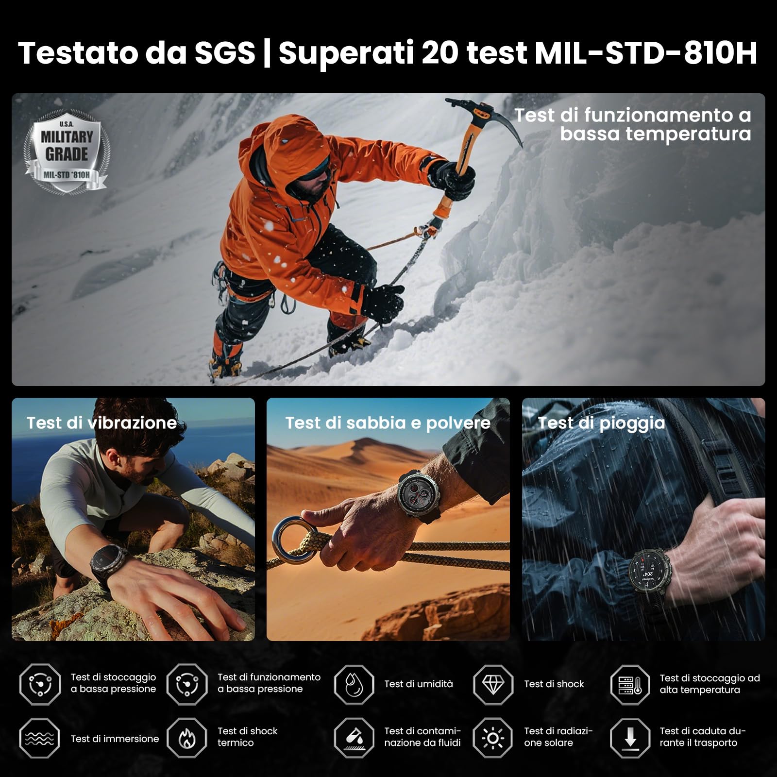 KOSPET Tank T4 Smartwatch Uomo, Acciaio Inox Completo, GPS a 6 Satelliti & Mappe Offline, 10ATM Subacqueo 45m, Batteria 50 Giorni, Chiamate Bluetooth, Monitor Salute 24/7, 1.43",Android & iOS Nero