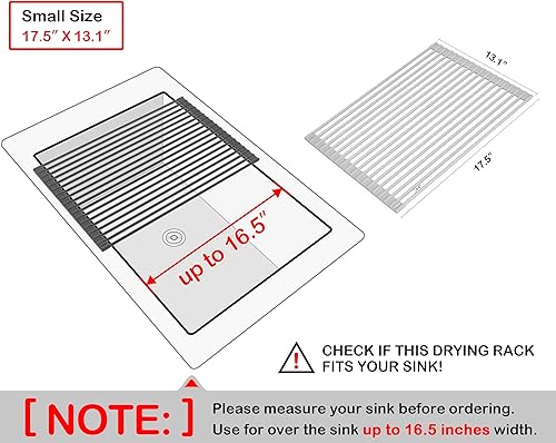 Miniatura 2 de Surpahs Escurridor de platos plegable de acero enrollado sobre el fregadero de 205 x 131 pulgadas sobre el fregadero