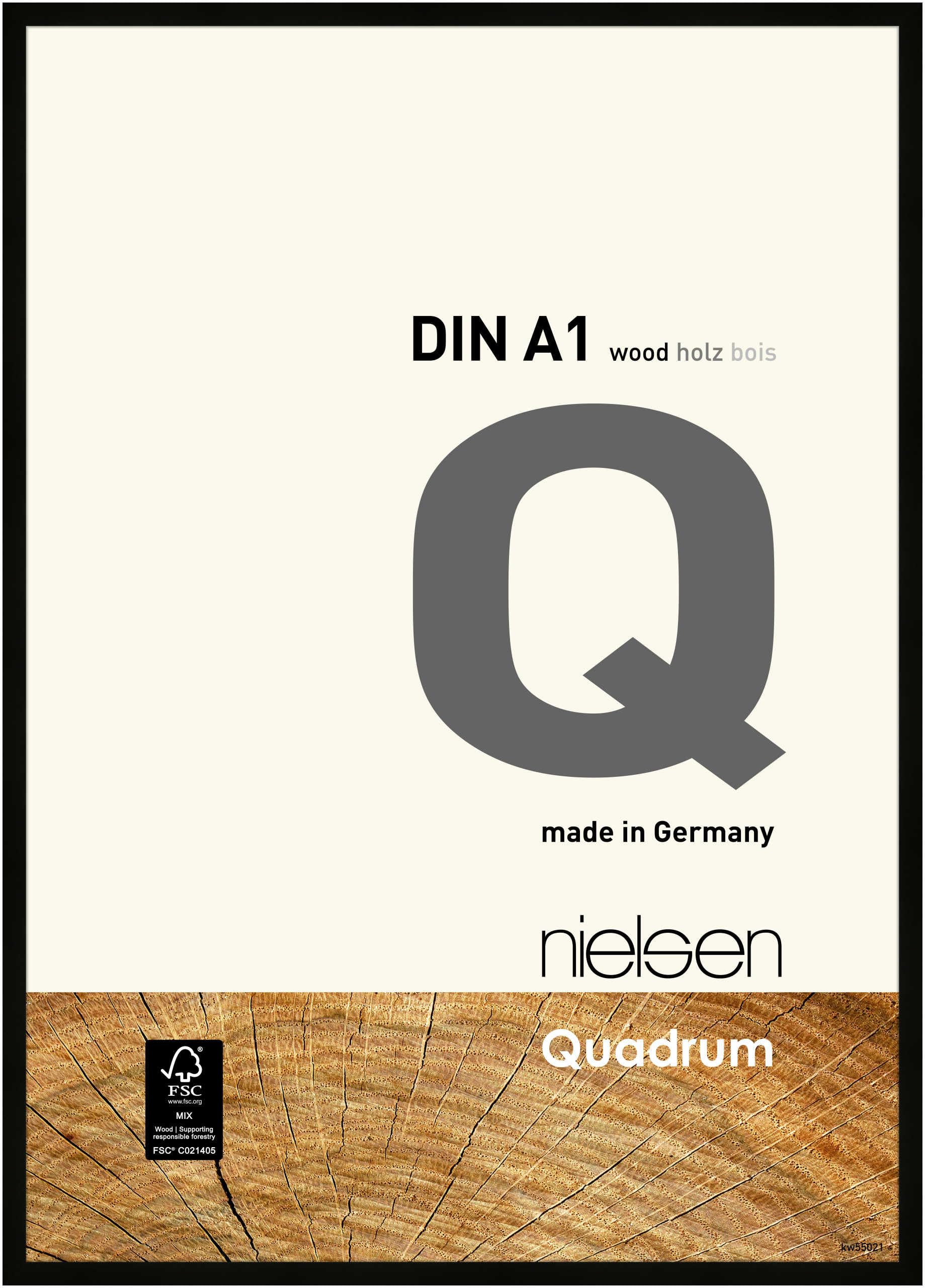 Nielsen Black Quadrum Wooden Picture Frame - A1, 59.4X84.1cm - With Float Glass And Easy Push-Turn Clips - For Photos And Art