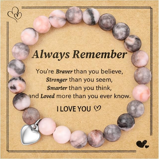 YELUWA Gifts for Teen Girl Inspirational Heart Bracelet for Teen Girl Gift for Her,Sister, Best Friend,Daughter, Girl Birthday Gift Jewelry Gift for Girl You Are Braver Stronger Smarter Than You Think