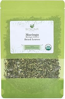 Biokoma Pure and Organic Moringa Dried Leaves 50g (1.76oz) Brain Boost Digestion Support Resealable Moisture Proof Pouch U...