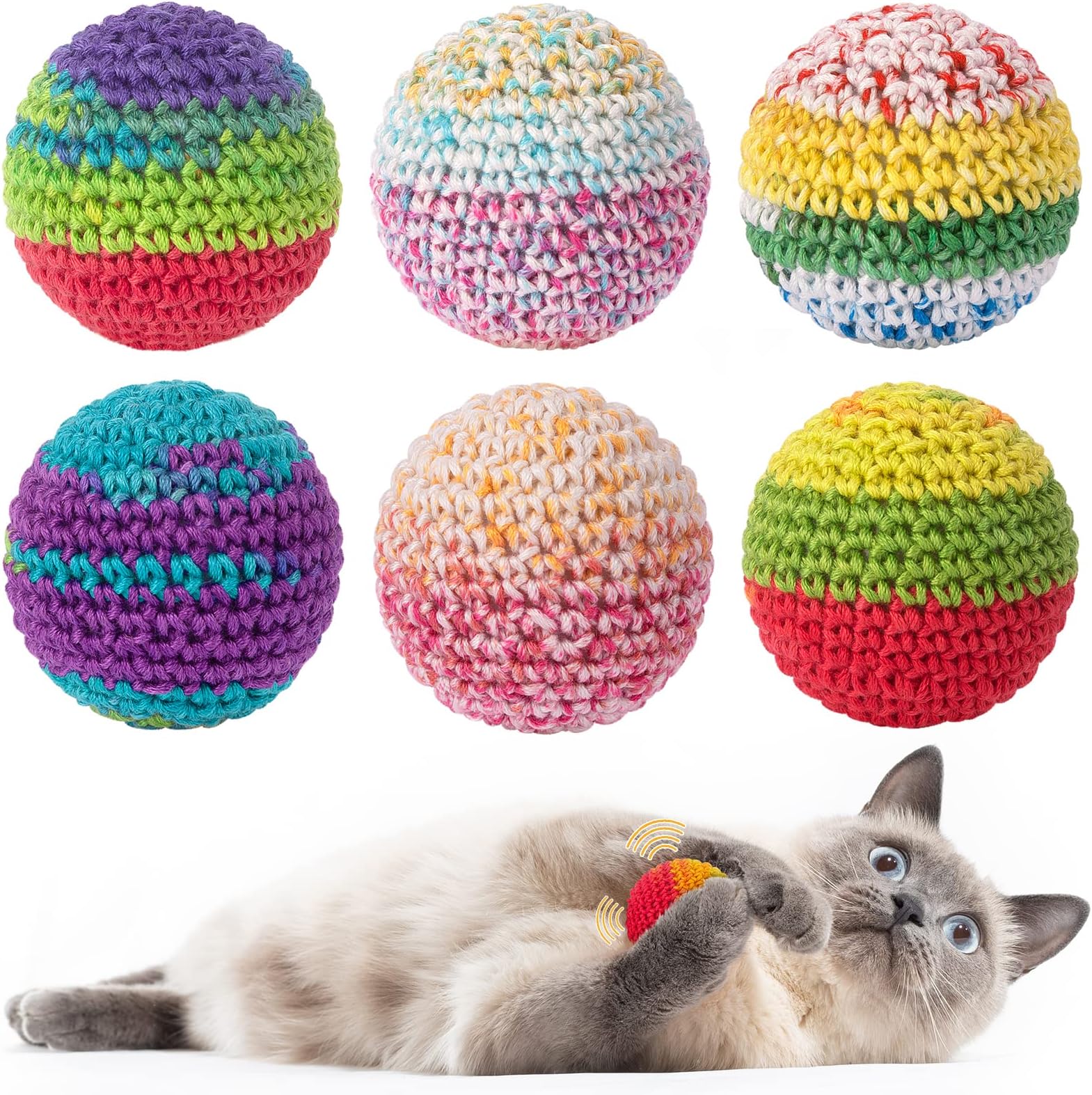 Retro Shaw Cat Toys Balls, Woolen Yarn Cat Ball Toy with Bell Inside