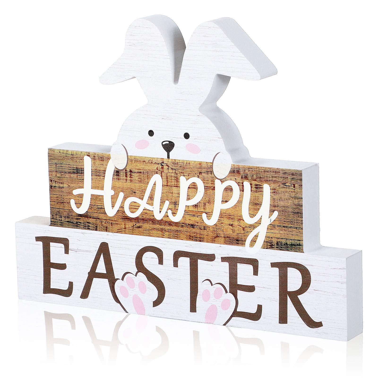 Décoration de vacances pour Pâques : panneau en bois Happy Easter de table