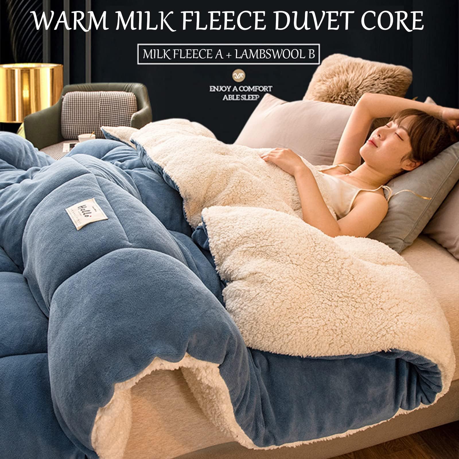 ZMIN Piumino, Lana Autunno E Inverno Addensare Calda Trapunta Regalo per l'inverno Biancheria da Letto Matrimoniale Trapunte in Pile per La Camera da Letto di Casa,B,200x230cm(5kg)