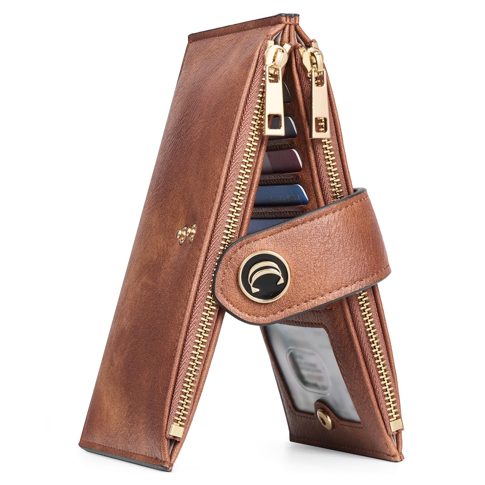 CLUCI Wallet for Women Leather Slim Womens Wallet RFID Blocking Bifold Credit Card Holder with Zipper Pocket