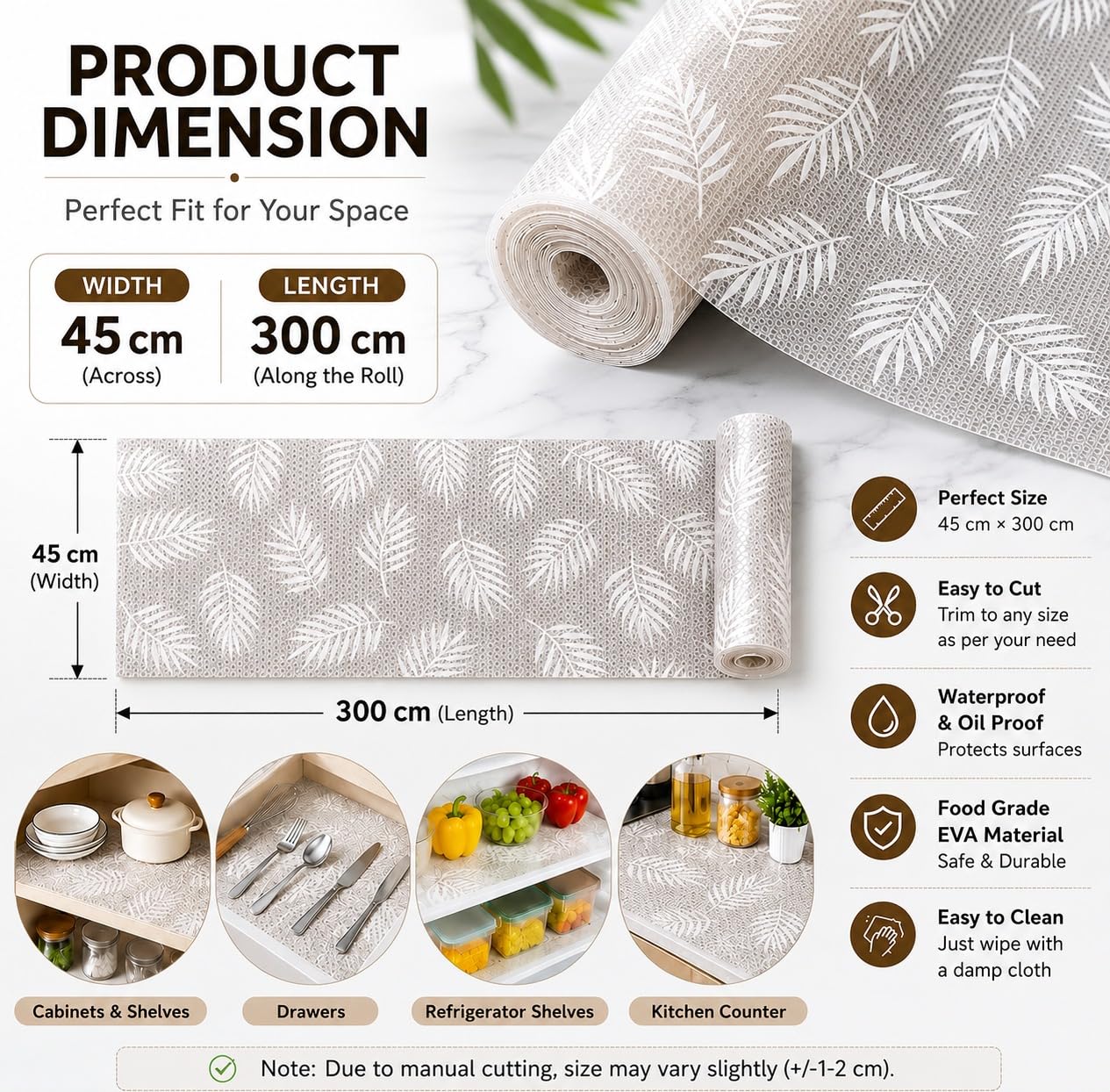 ASOMA Anti-Slip Kitchen Cabinet Drawer Shelf Liner Mat, Waterproof EVA — Amazon image 2