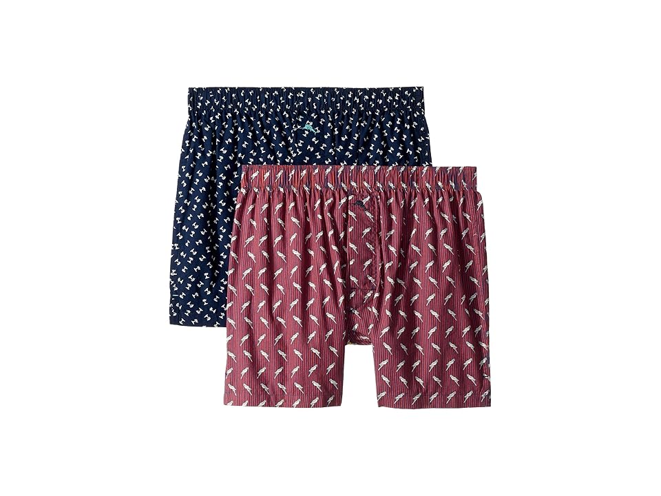 

Tommy Bahama 2-Pack Island Washed Cotton Woven Boxer Set (Parrots) Men's Underwear, Purple