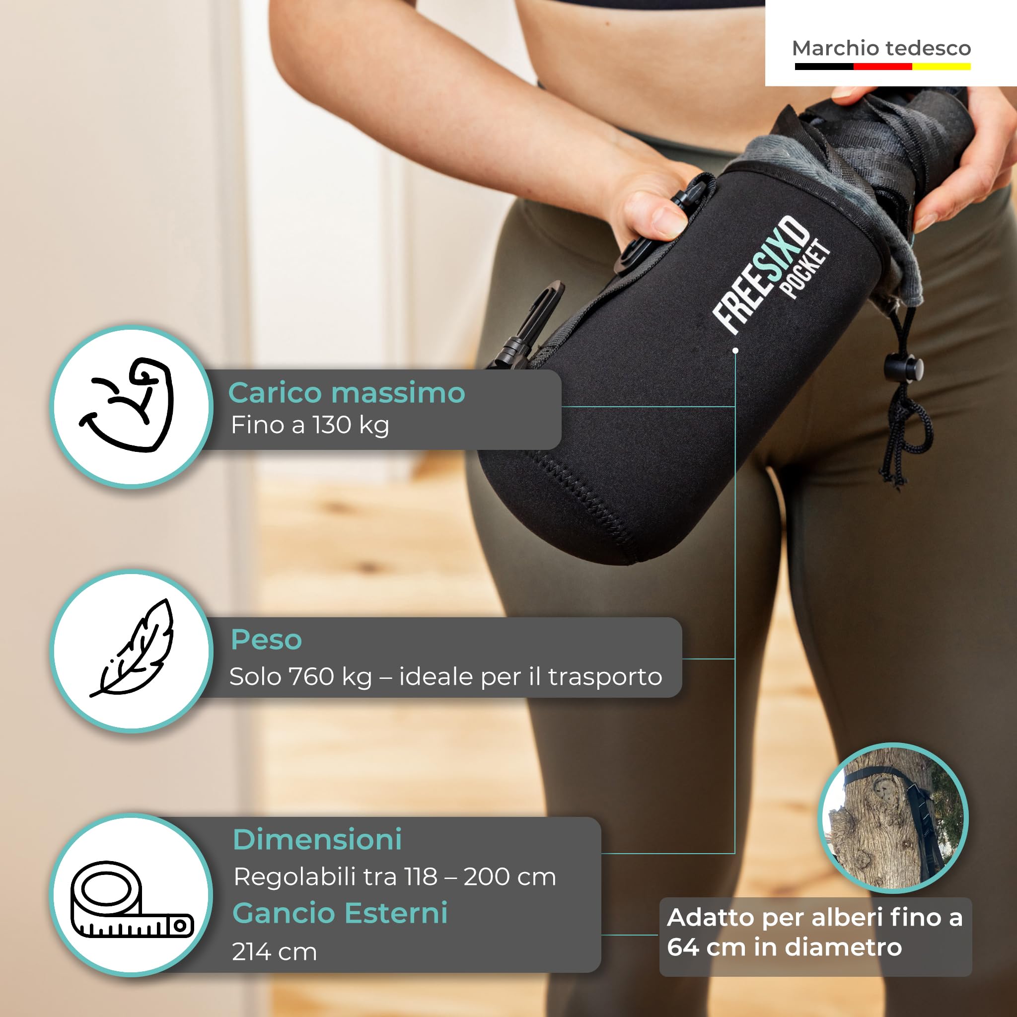 Allenamento Sospensione Kit - Sling Trainer Set, Sospensione per Fitness straps Incluso Ancoraggio Porta per Palestra Casa - Adatto per in Viaggio e per l'allenamento in Interni ed Esterni