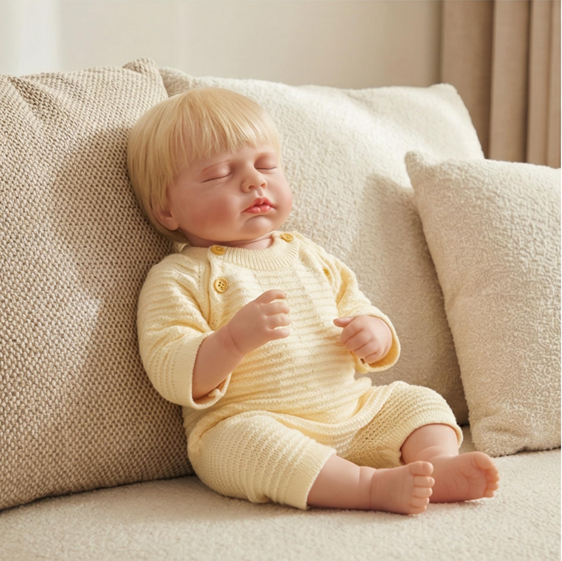 Reborn Baby Dolls Girls 20 Inches Handmade Washable Reborn Babies Soft Vinyl Body with Anatomically Correct, Reborn Doll Looks Like a Real Baby (Closed Eyes Blonde Girls)