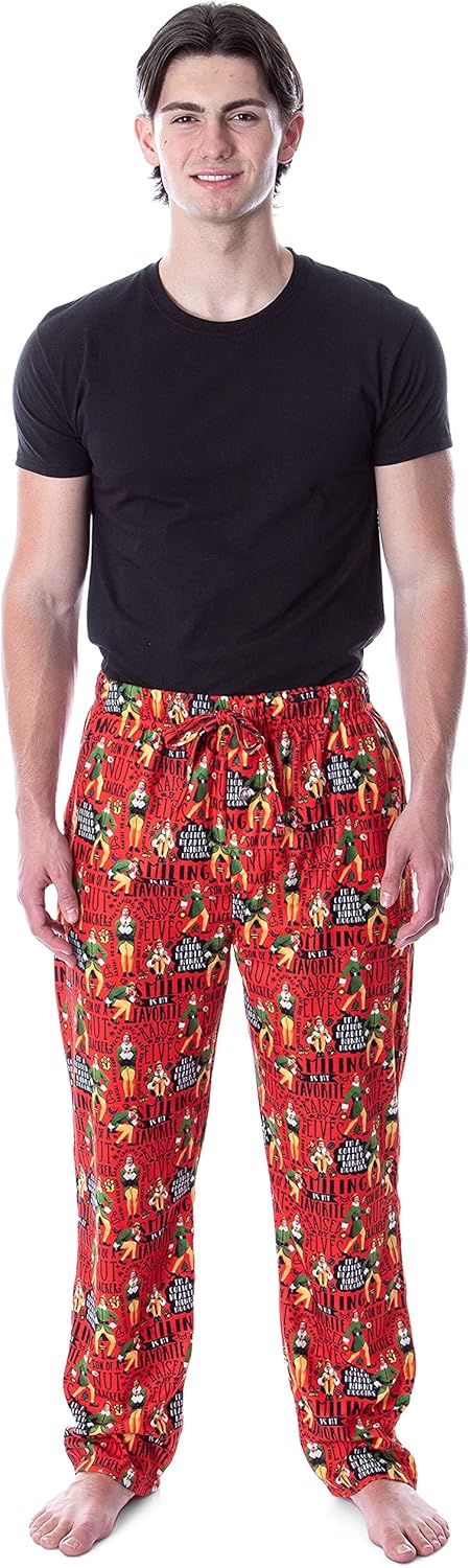 INTIMO Elf The Movie Men's Cotton Headed Ninny Muggins Allover Holiday Christmas Film Loungewear Pajama Pants - Image 3