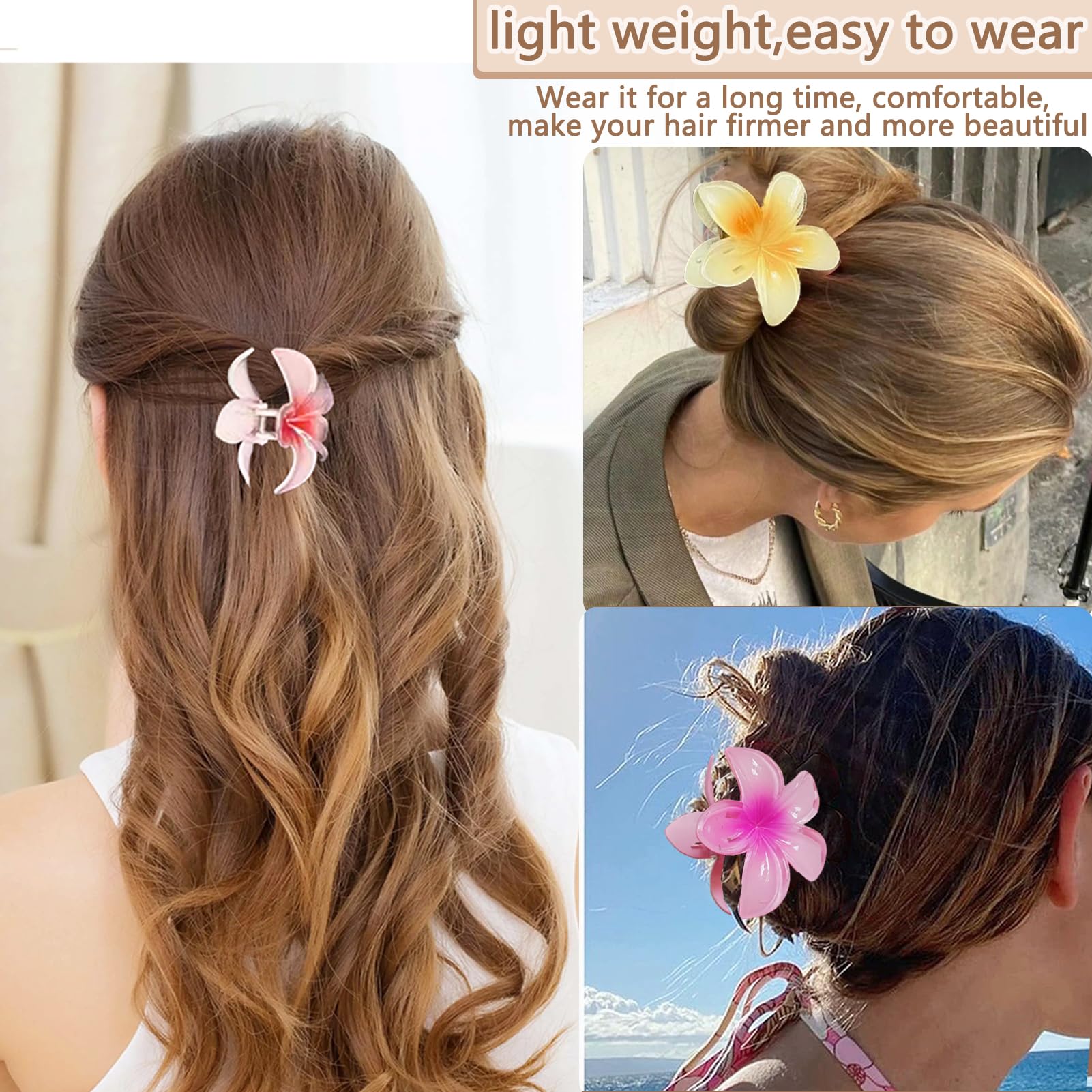 Sisiaipu Flower Hair Clips For Women 6 Pcs Hawaiian Large Claw Clips Plumeria Medium Hair Claw Clips For Thick Thin Hair Hibiscus Tropical Beach Hair Accessories For Women Girls And Girls-Ice - View #13