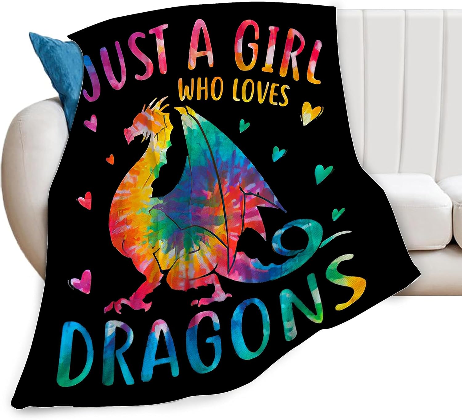 Just A Girl Who Loves Dragons Blanket Soft Warm Cozy