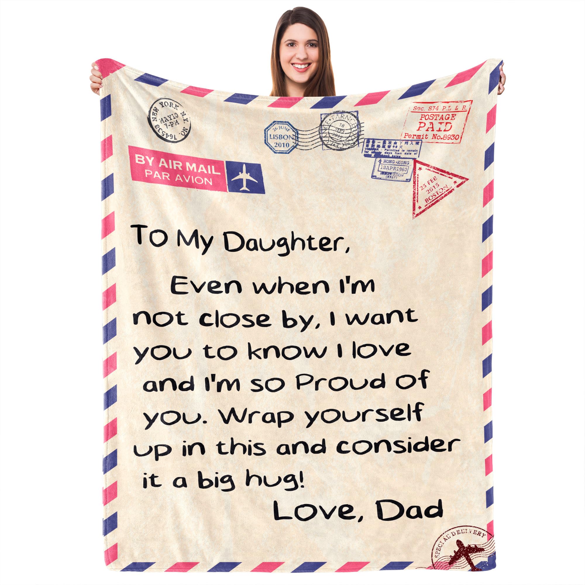 UFOORO Throw Blanket Gifts, Dad's Love Throw Blanket, Soft Fleece Gift for Daughter on Valentines Mother's Day Birthday, Heartfelt Present from Dad to Daughter, Best Gifts for Adult Daughters 55"X70"