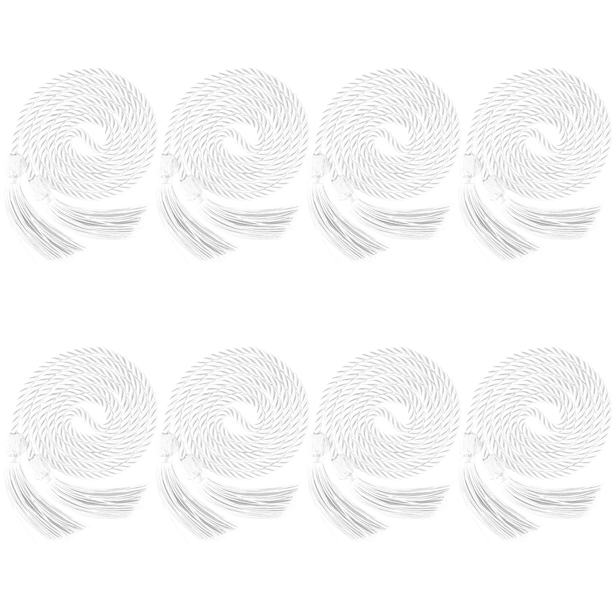 8 Pcs White Graduation Cords, Honor Cords, Cords for Graduation, Graduation Tassel Honor Cords, 67" Long Braided Cords for 2026 Graduation Decorations Bachelor Gown for Student Master Doctoral