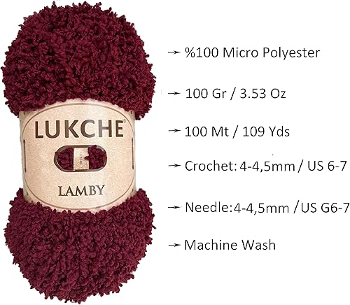 Miniatura 3 de Lamby - Hilo suave de alta calidad, 100% micro poliéster, 3 x 109 yardas, 3 x 3.53 onzas, hilo suave y voluminoso para tejer, ganchillo y
