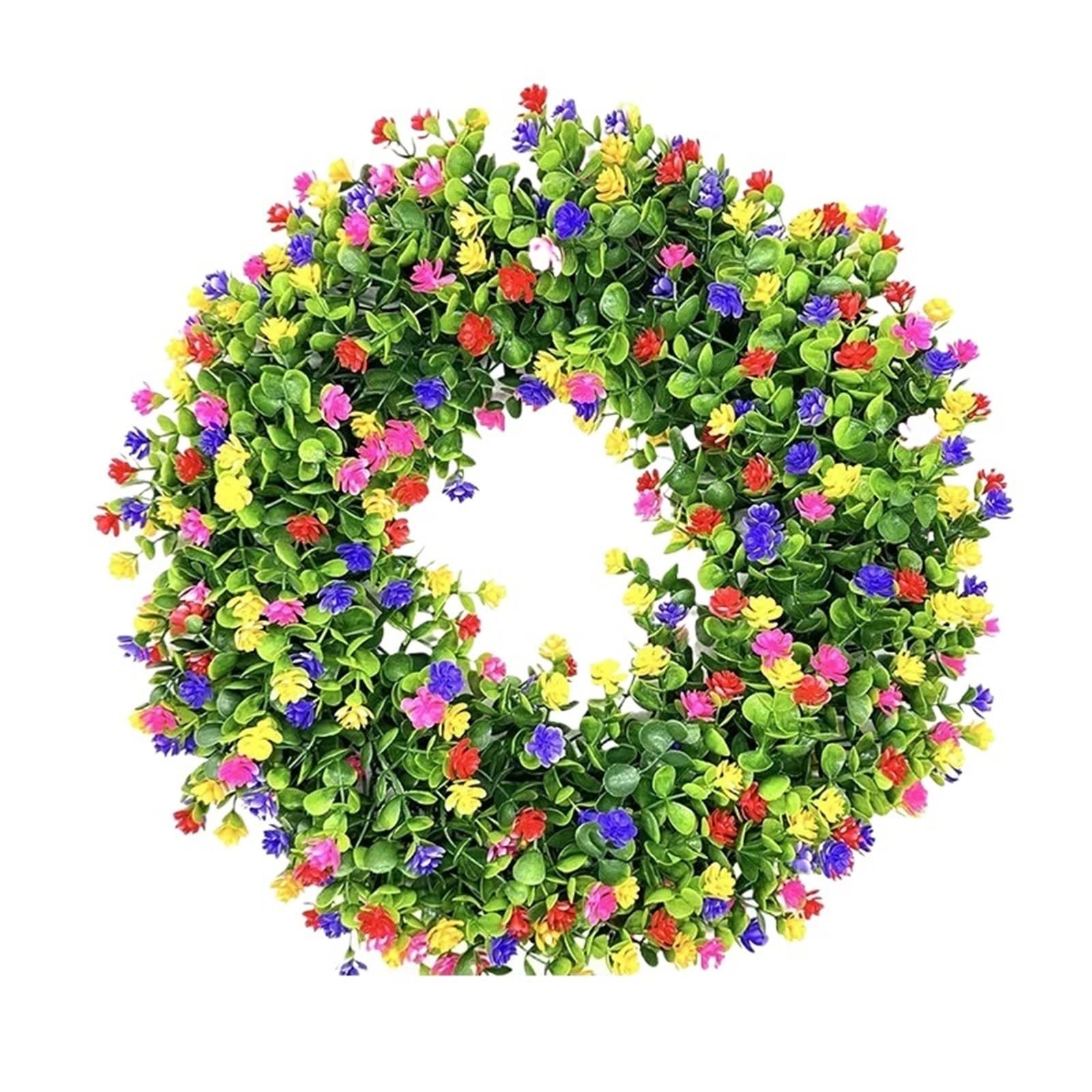 Luysgbxr Color01 Wreaths Wreath Artificial Flower Garland Eucalyptus Butterfly Summer Spring Decoration Door Living Room Home Decor Garden Patio Wall(Color01)