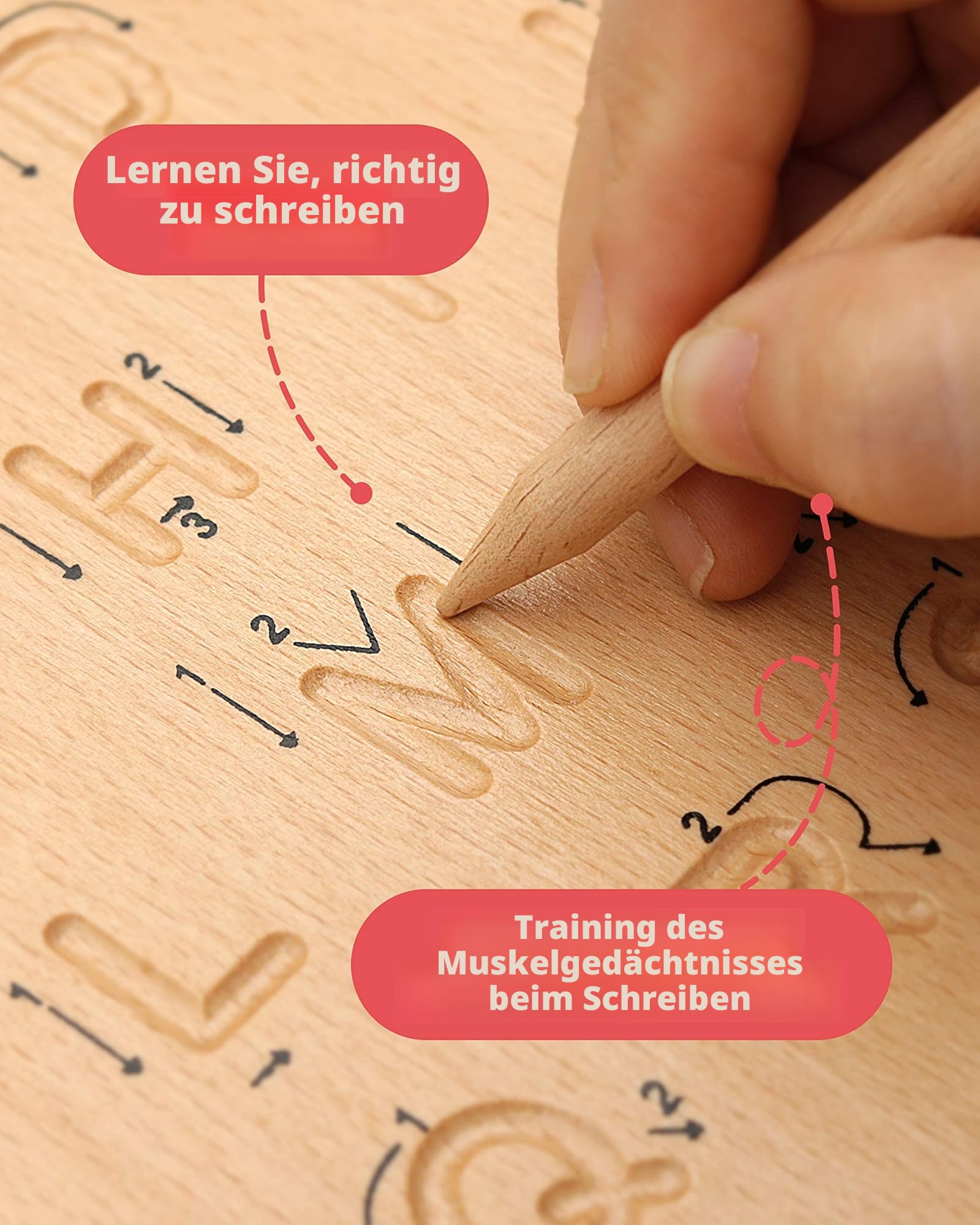 Coogam Hooden Letter Tracing Board Doppelseitig, Alphabet 123 Zahlen Erkenntnis Montessori Frühes Lernen STEM Vorschule Spielzeug Geschenk für 3 4 5 Jahre alte Kinder