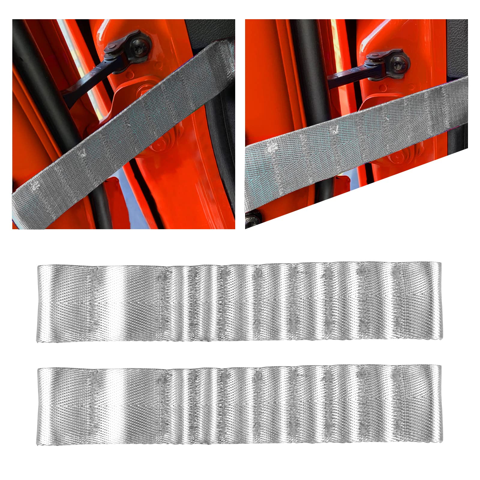 2 PCS Door Strap Limiting Check Strap, Heavy Duty Strong Adjustable Door Limiting Check Strap Replacement for Jeep Wrangler TJ JK JL CJ YJ JKU (Gray)