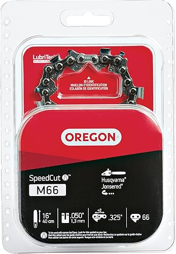 Oregon M66 SpeedCut - Cadena de motosierra para barra de 16 pulgadas, paso de 0.325 pulgadas, calibre 0.050 pulgadas, 66 eslabones de transmisión,