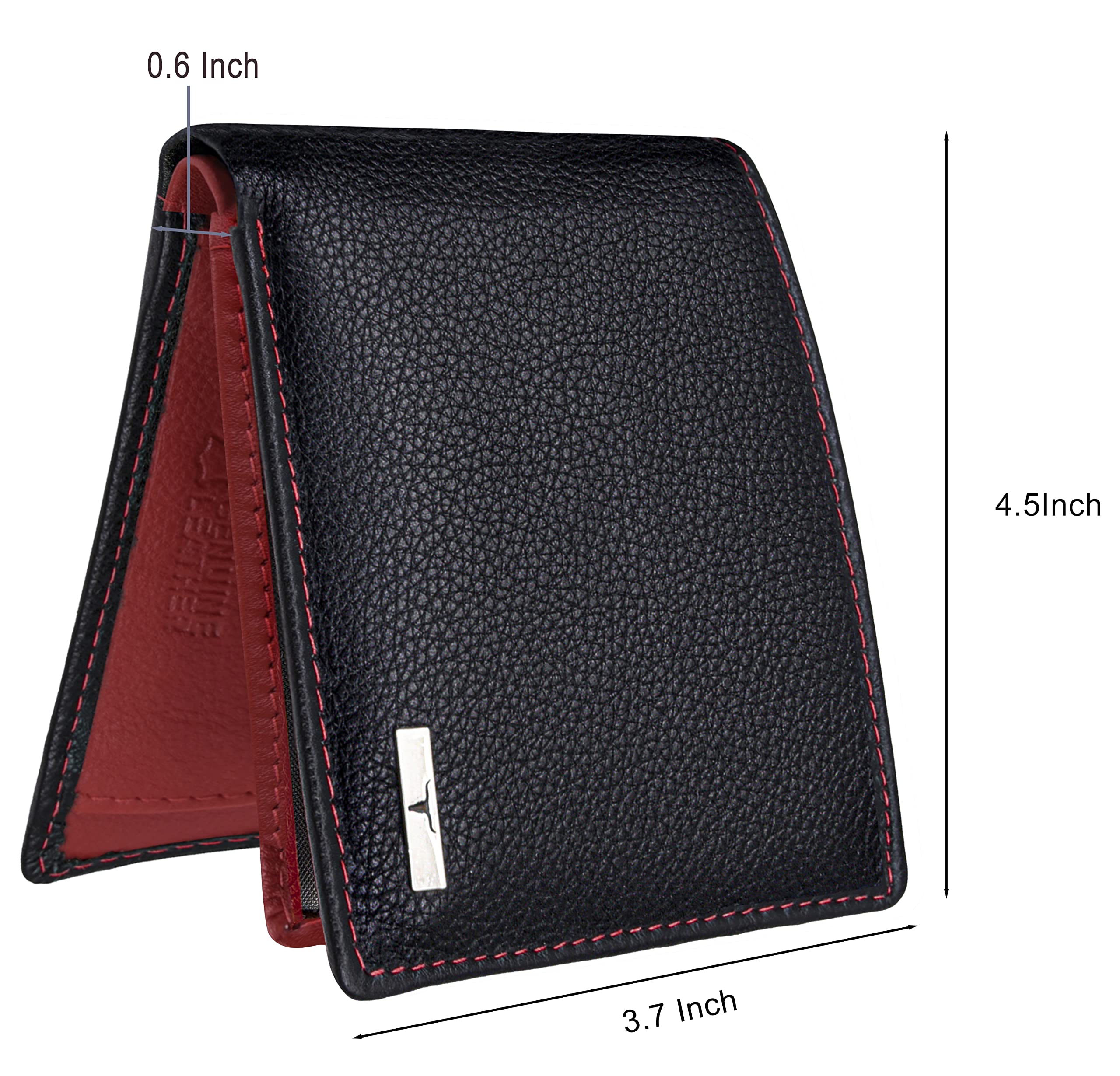 URBAN FOREST Kyle RFID Blocking Black/Red Leather Wallet for Men. - Image 6 thumbnail