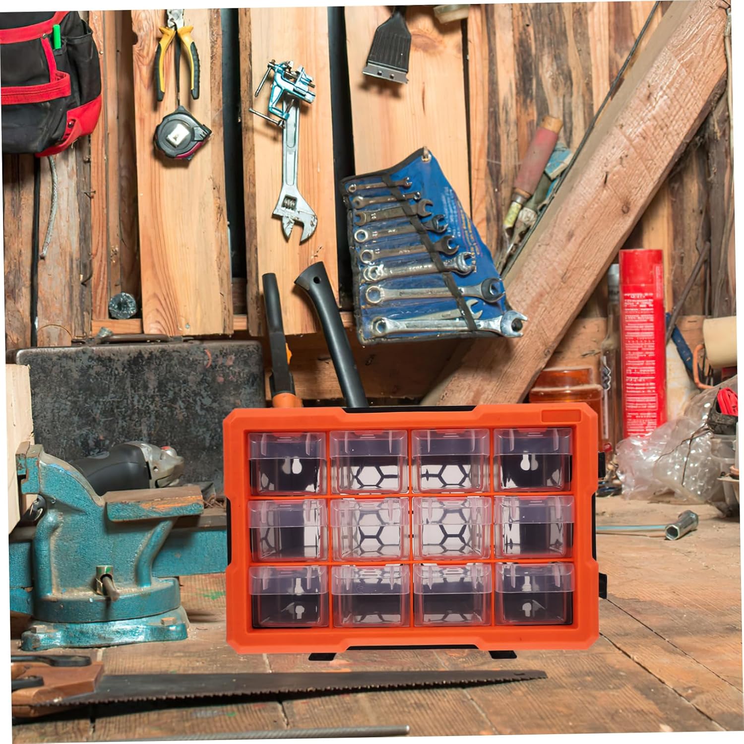 Small Parts Organizer Box Multiple Compartments for Electronic Components and Screws and Space-saving Tool Cabinet for Efficient Storage and Transport