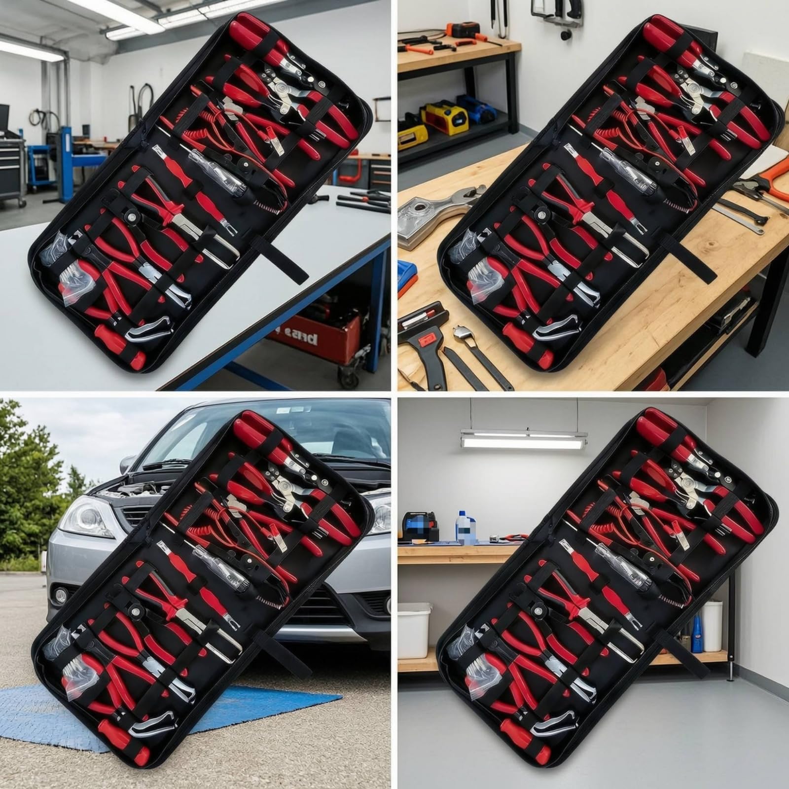 14 Piezas Kit Herramientas con Estuche Transporte Portátil Juego Herramientas con Estuche Plegable para Taller