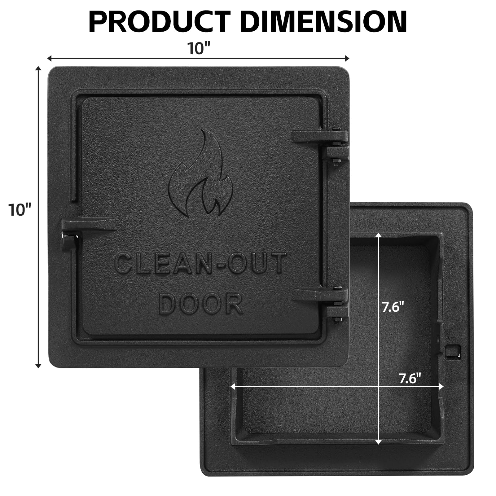 Fireplace Cover Chimney Cleanout Door HiFlame 8x8 Inch Cast Iron