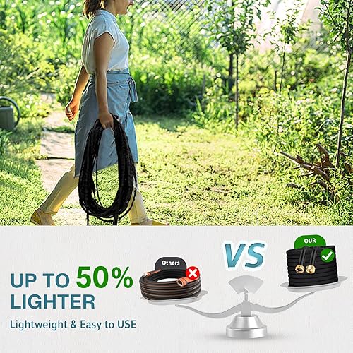 Miniatura 2 de Manguera de jardín de 100 pies, manguera de agua de 100 pies con boquilla de manguera de 10 funciones, ligera, sin torceduras, manguera de jardín de