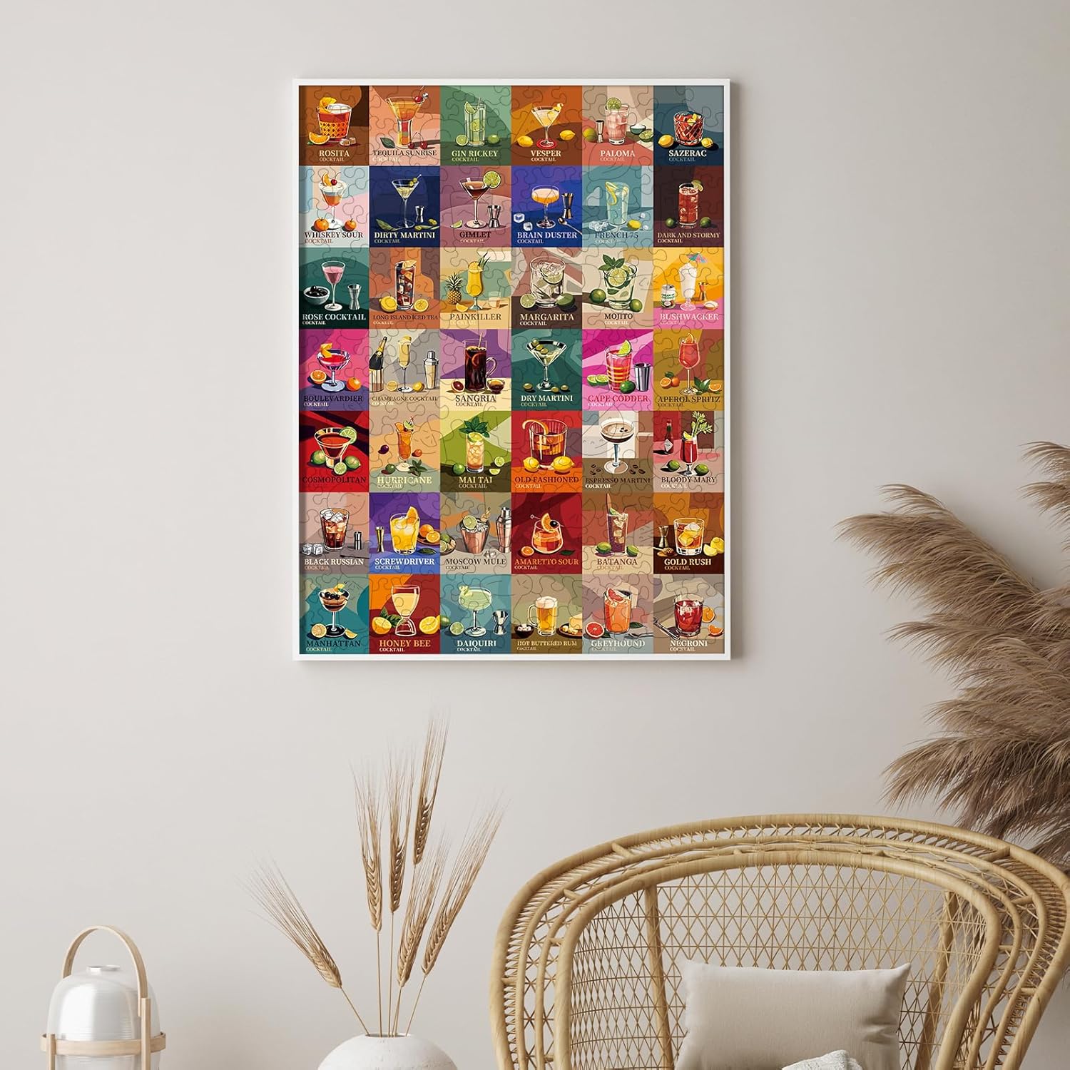 Wooden Puzzles for Adults, Unique Shape Wooden Jigsaw Puzzles for Adults, Cocktail Wood Puzzles Adult with Exquisite Wooden Box for Family Game Birthday Gift (10.8 x 15.1in, 270pcs)
