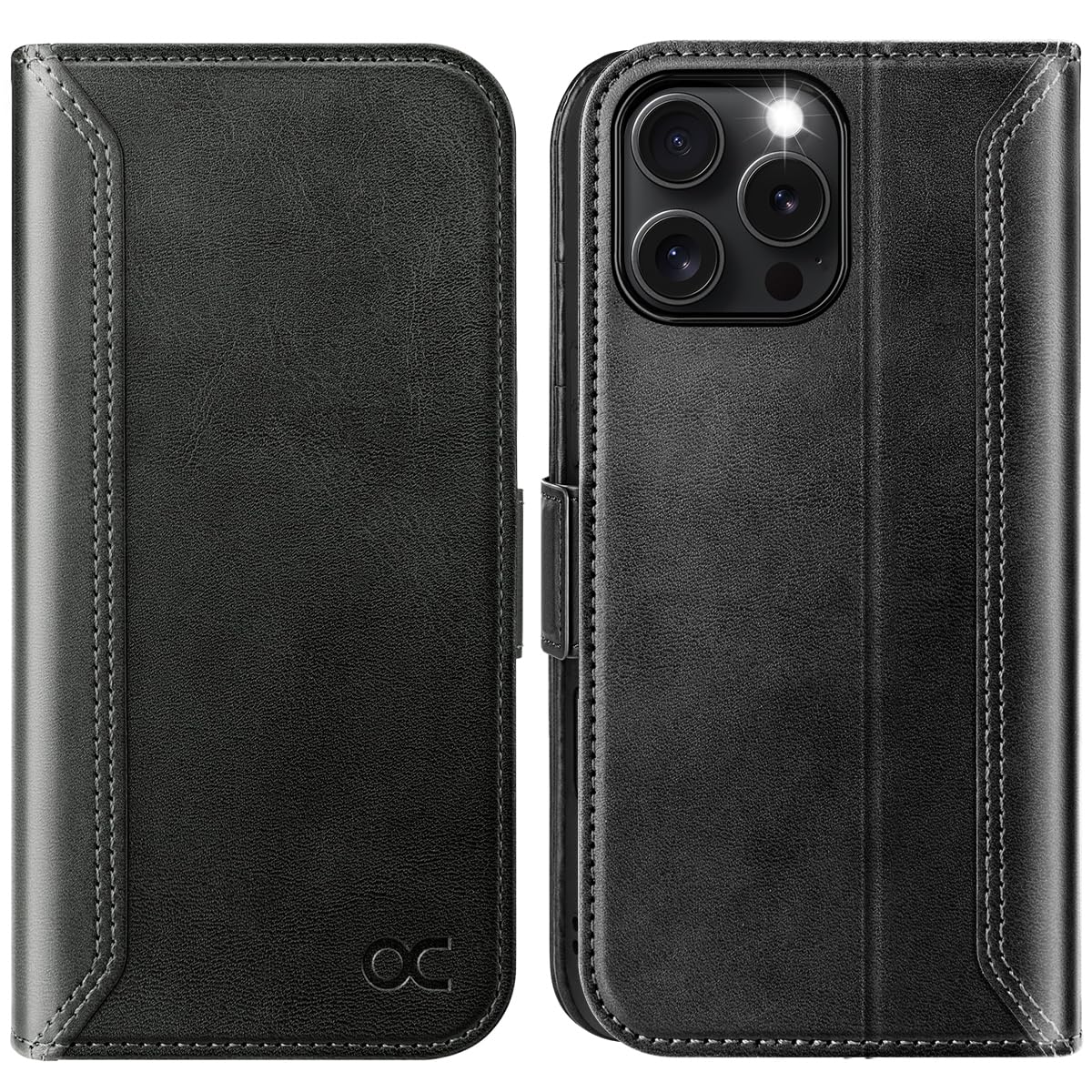 OCASE for iPhone 16 Pro Case, PU Leather Wallet, Magnetic Flip Folio Cover with RFID Blocking, Card Holders, Shockproof TPU