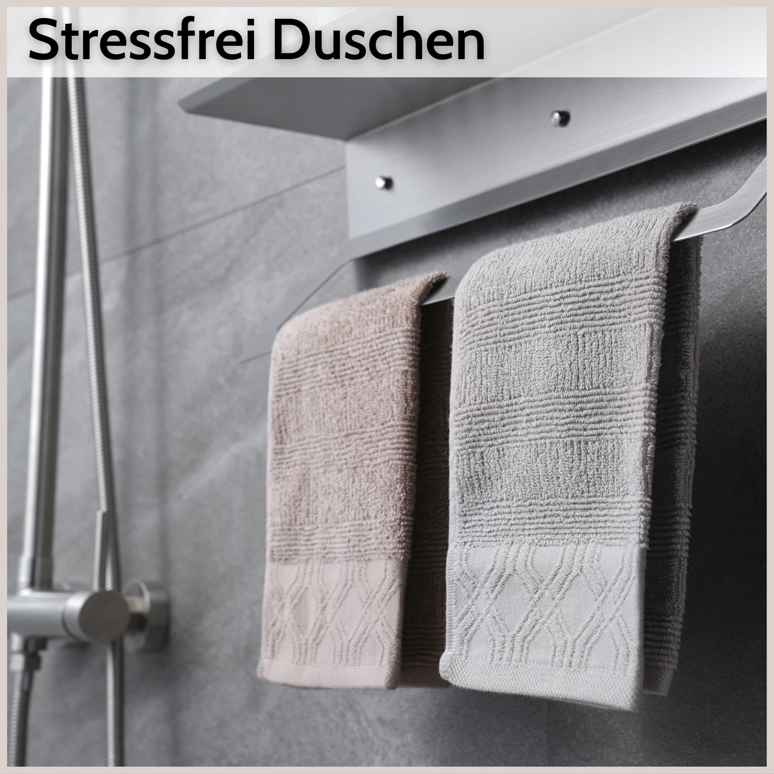 DEKAZIA® Handtuchhalter Edelstahl ohne Bohren, Handtuchstange Bad Wand
