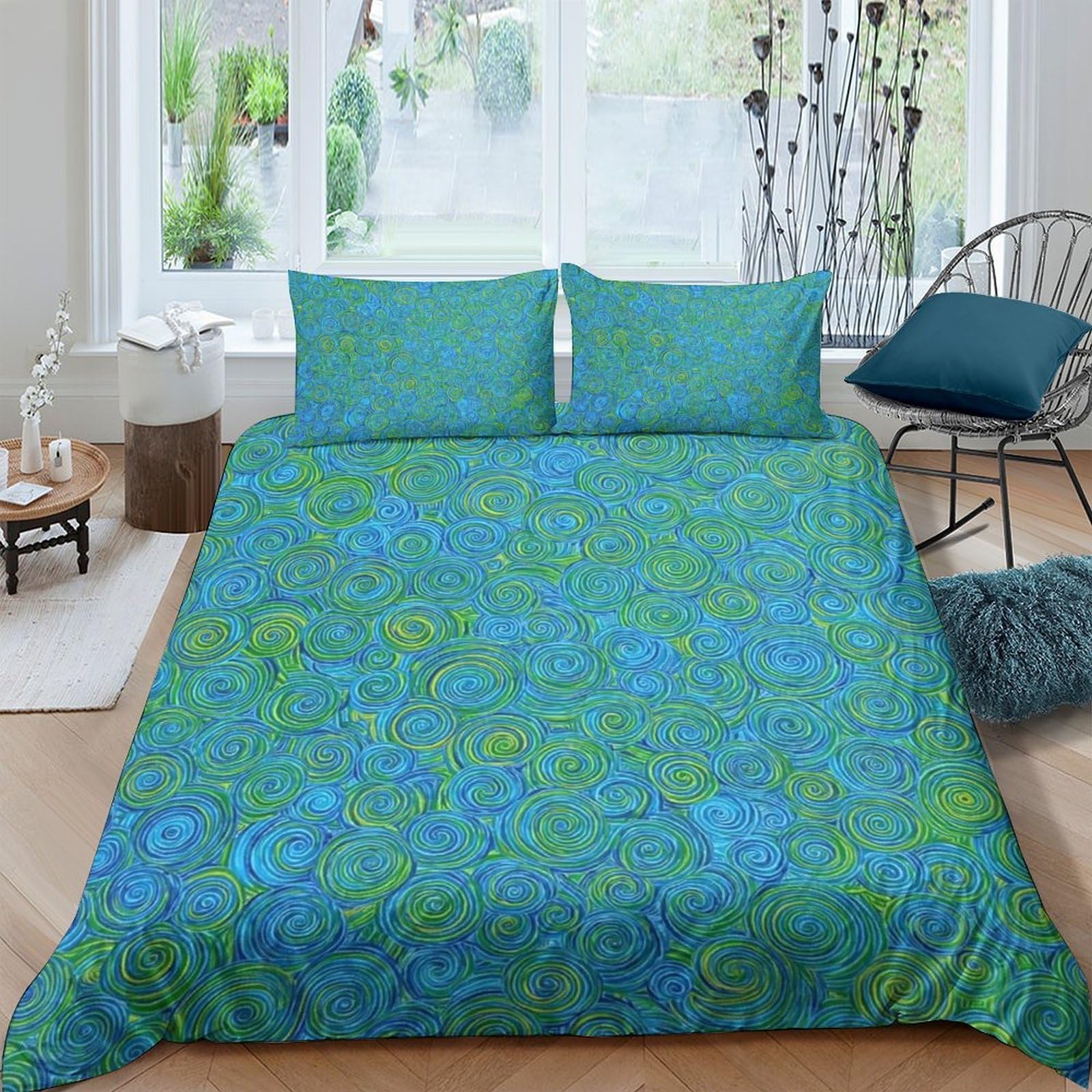 Ctjqhvkz Style-2 3D Printed Tropical Leaf Fitted Sheet Microfiber Blue Green Jungle Mattress Cover For Bedroom Dorm Decor Single（135X200cm）