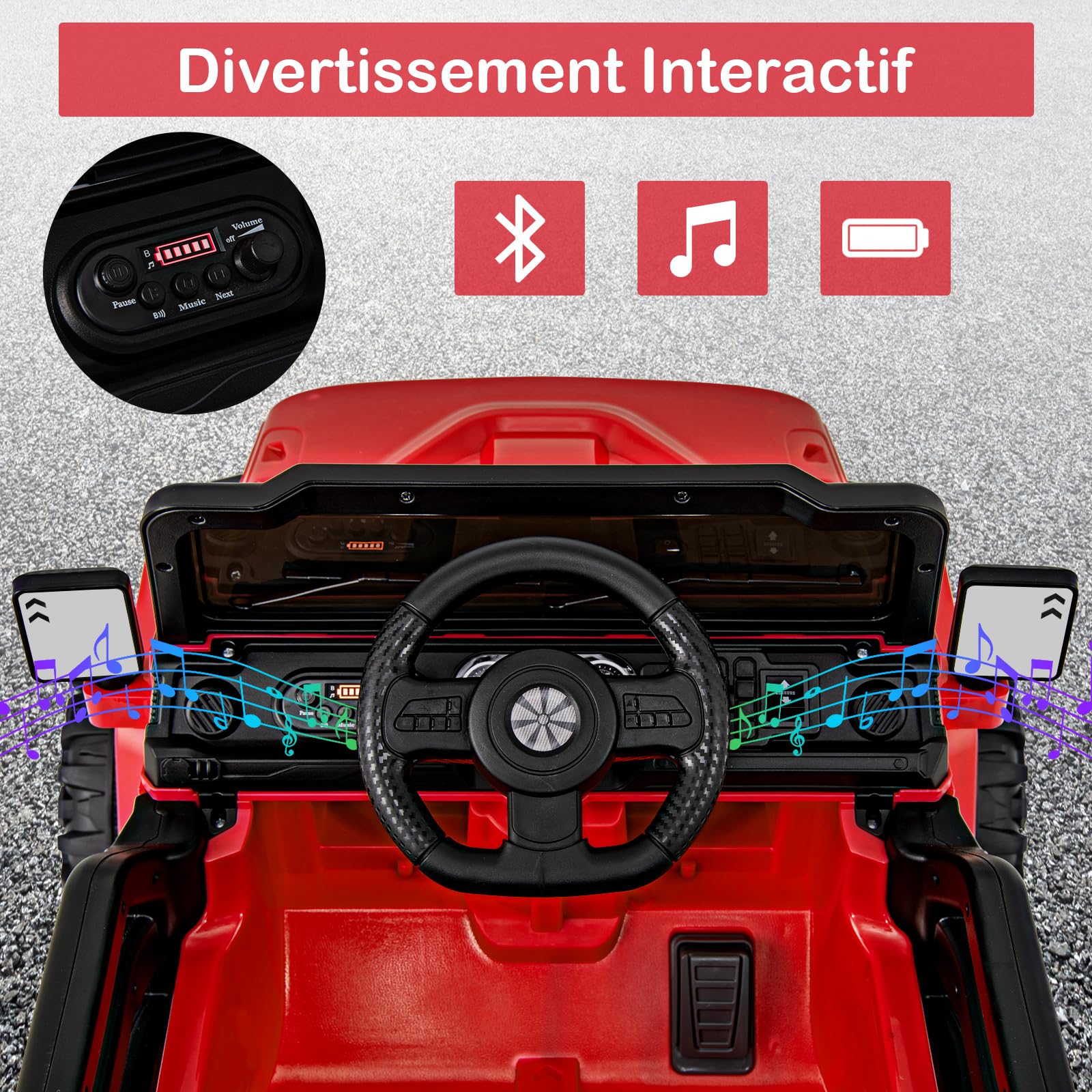 COSTWAY 12V Voiture Électrique Enfant avec Télécommande 2,4G, Buggy Électrique Enfant avec Musique & Phares LED, 3-6 km/h, Démarrage Progressif pour 3 Ans+ (Rouge)