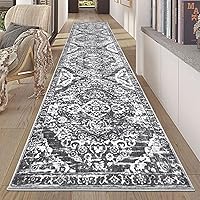 Vista 94 de HEBE - Alfombra de pasillo de 2 x 8 pies, lavable, vintage, envejecida, antideslizante, alfombra de lavandería, alfombra bohemia para pasillos