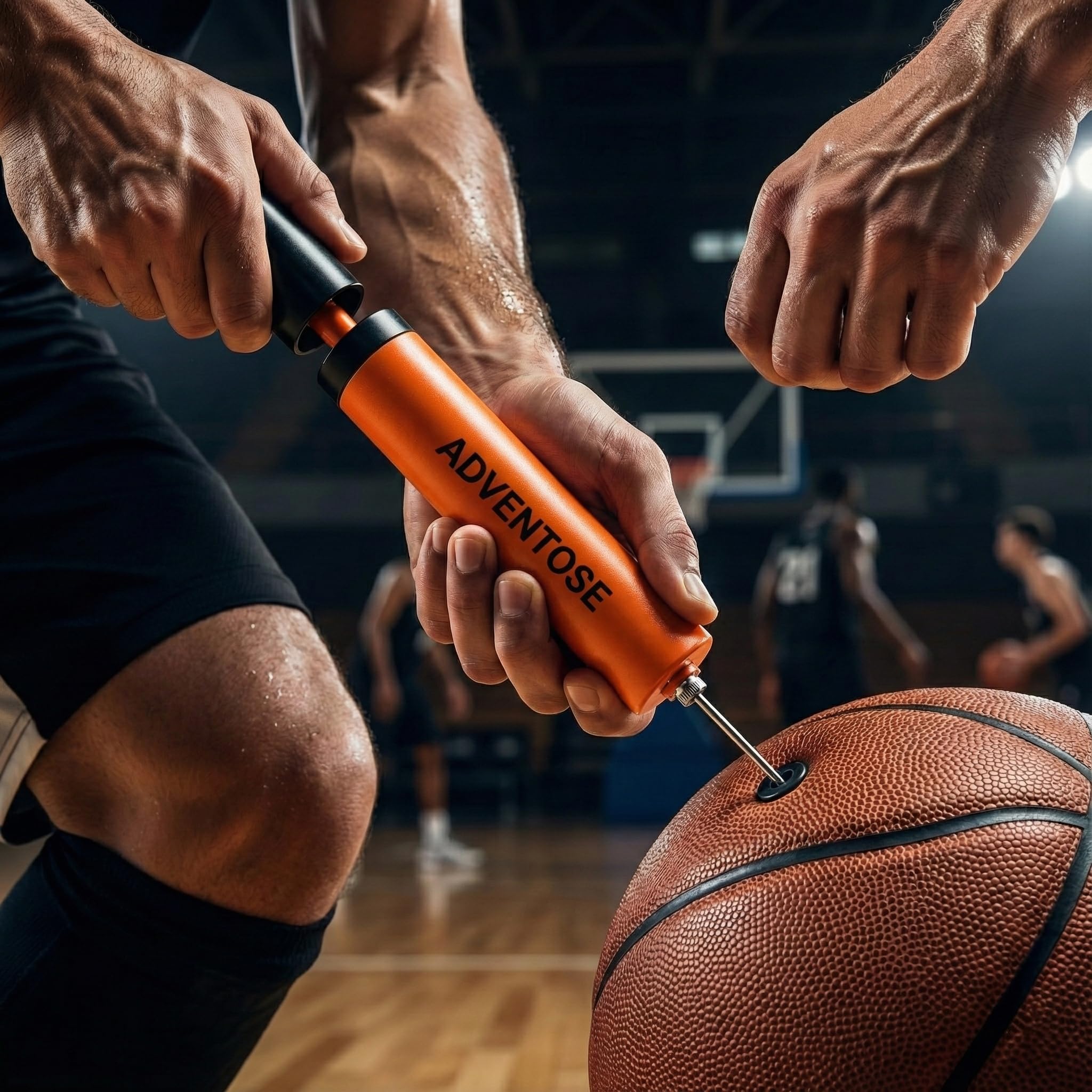Adventose™_ Single Action Ball Pump with Needle for Basketball Pump with Pin Volleyball Pump Hand Pump for Football Pumper Air Pump for Ball Inflator with Needle (Quantity: 1 U, Orange & Black)-image-25