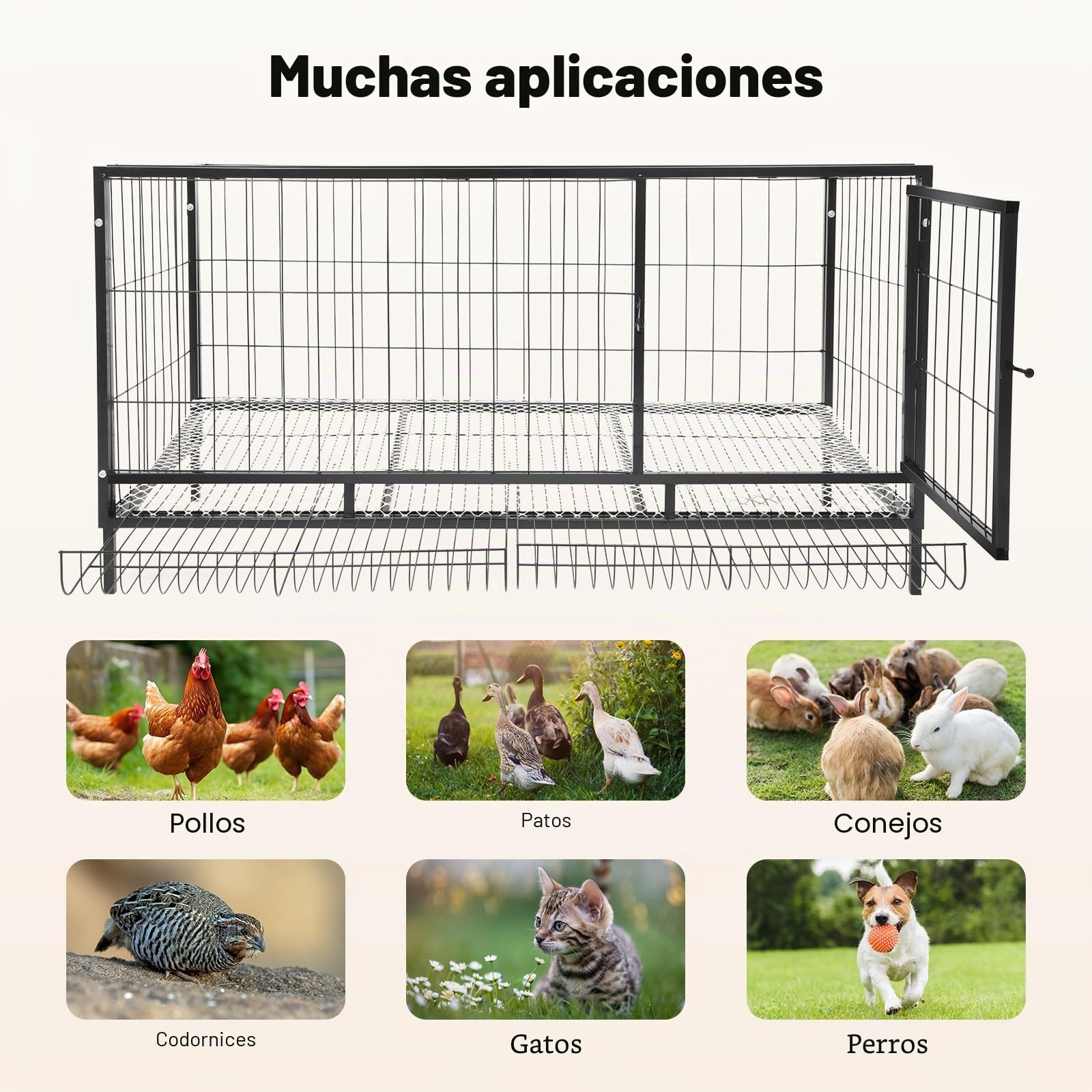 Gallinero para 10 gallinas, jaula exterior de hierro con pajarera abierta y desmontable, todo en uno, gallinero con corral, jaula de gallinas con nido, 120 * 58 * 62 cm