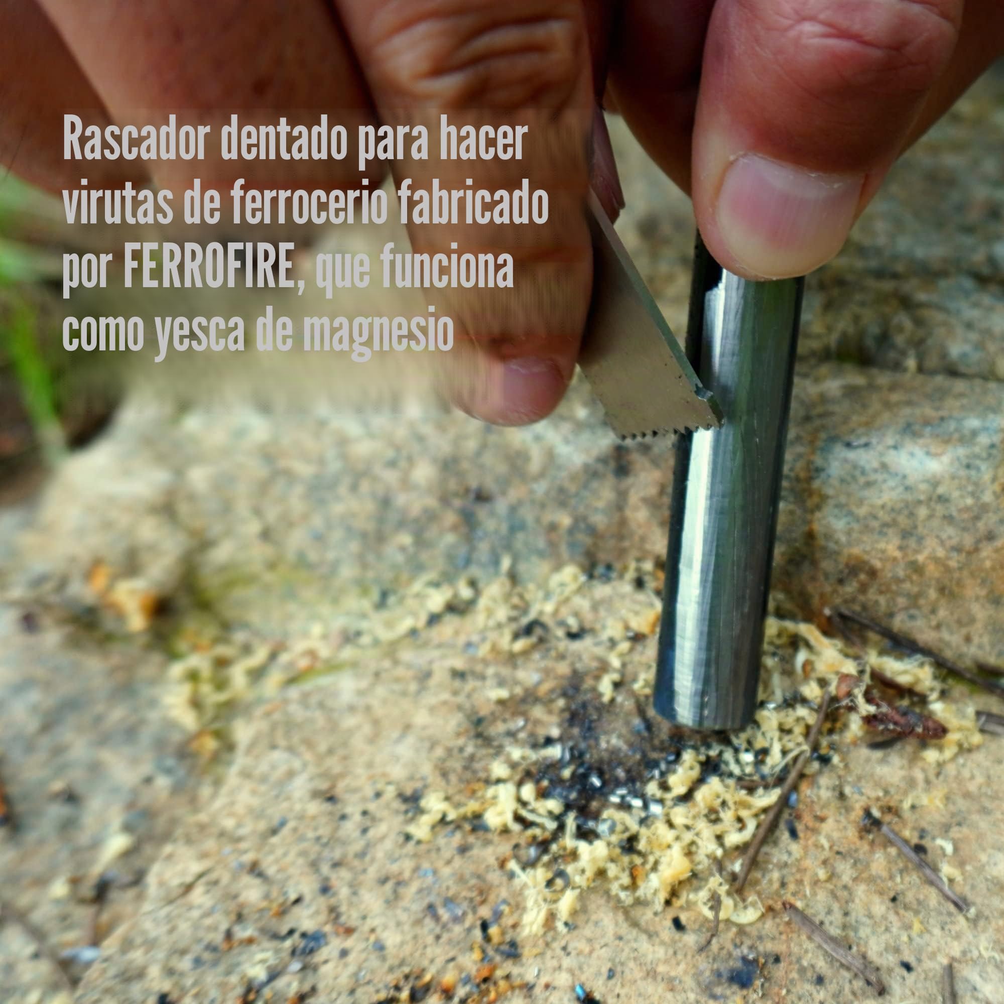 Arrancador de fuego de varilla ferrocerio 4 pulgadas, mango de cuerda naranja 550 para camping