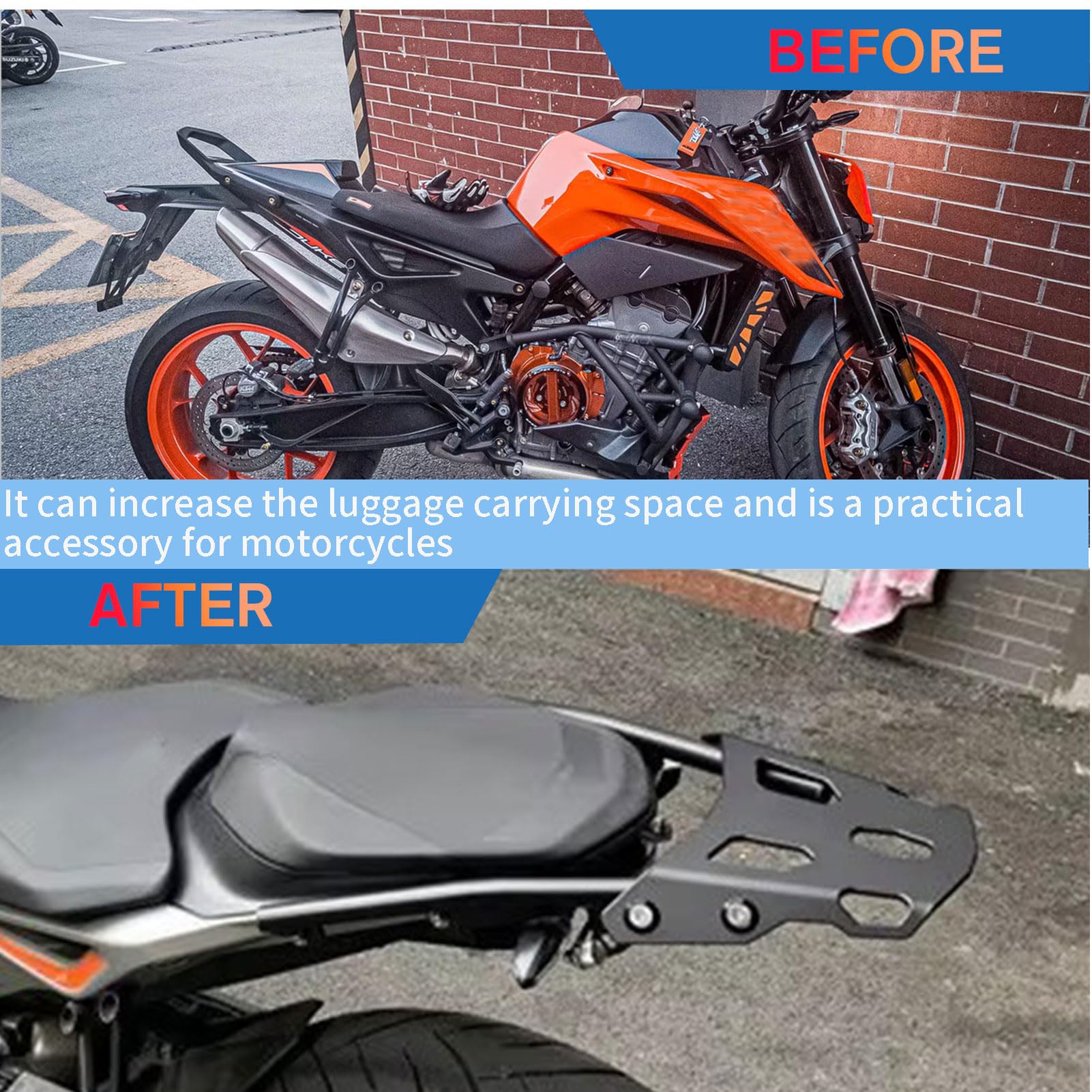 Portapacchi per moto, portapacchi posteriore per moto, portapacchi per ripiano, adatto per K&T&M Duke 790 DUKE790 DUKE-790 Accessori 2018 2019 2020