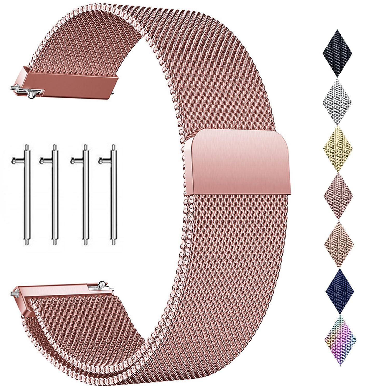 PDSQL Edelstahl Mesh Uhrenarmband, Metall Ersatz Armband Edelstahlarmband mit Magnetverschluss Smartwatch Schnellverschluss Watch Uhren Ersatzband Für Damen Herren