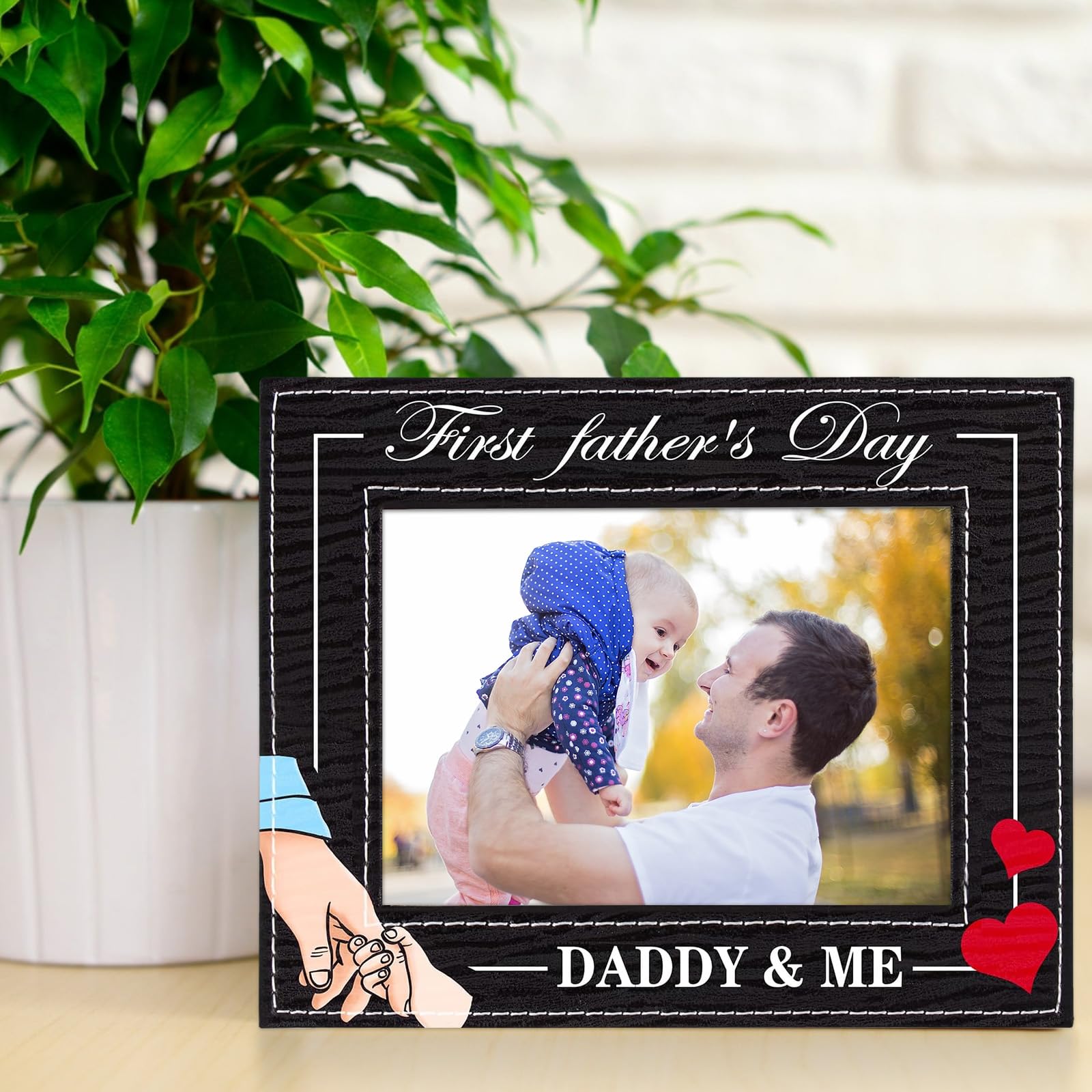 FaCraft First Fathers Day Picture Frame - 6×8 Wood First Fathers Day Gift for New Dad from Daughter Son Baby Wife - Dad to be Gifts for 1st Time Dad, New Father, Boy Girl Baby, Newborn, Nursery Decor