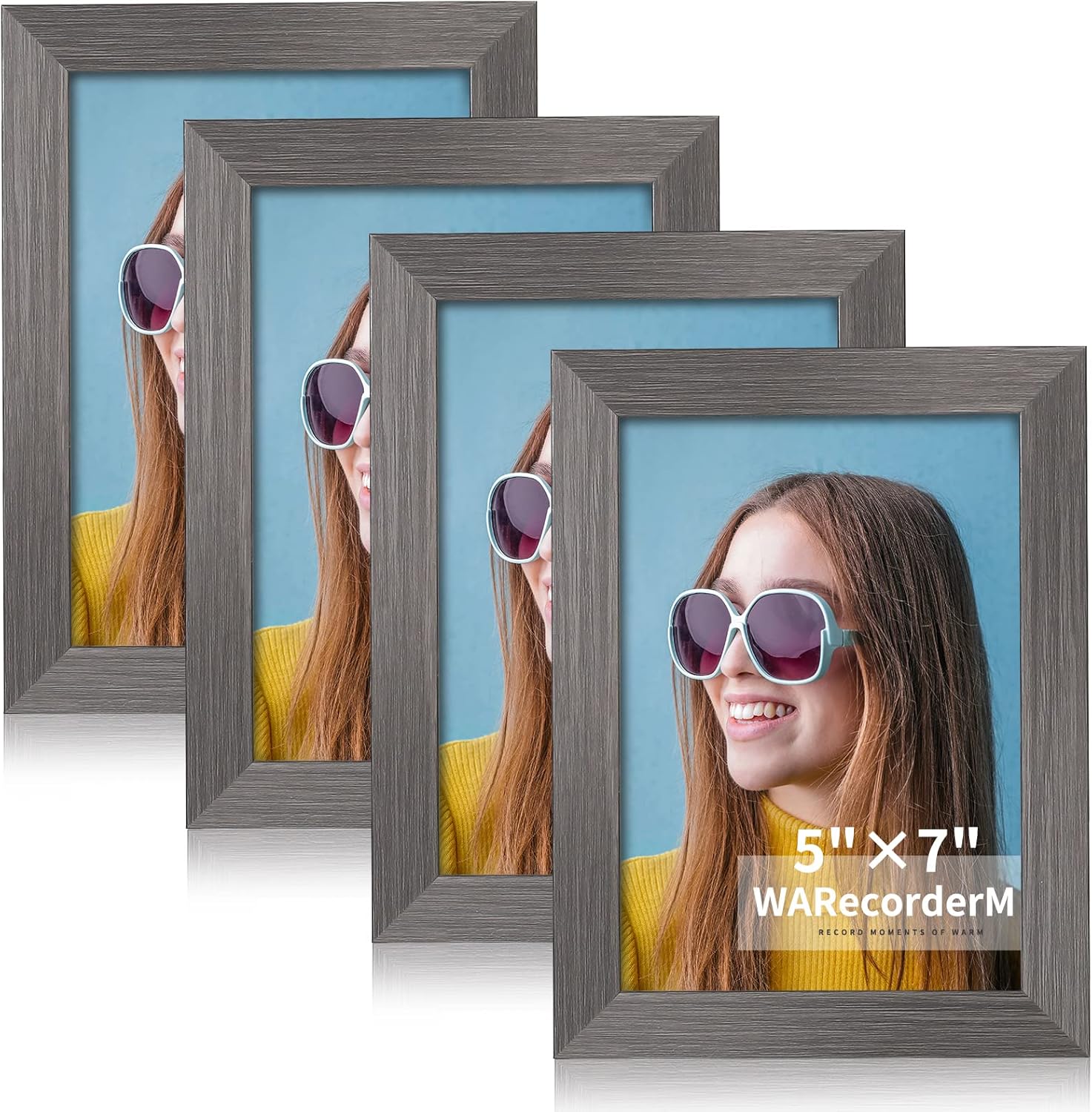 8x10 Picture Frames Set of 4 - High Definition Glass New Patten Frame - Wall Mounting Frame Horizontal Vertical Format