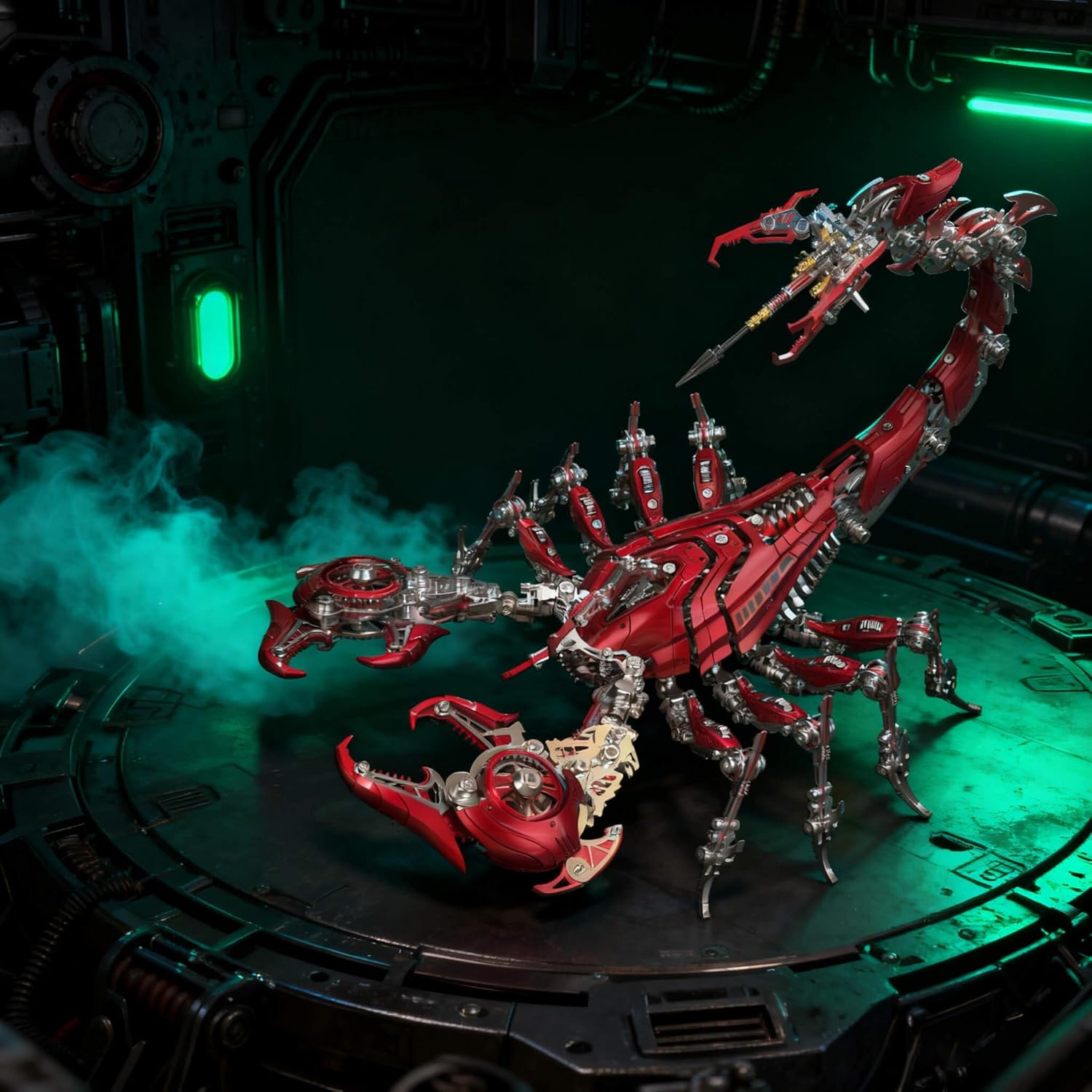Scorpion King 3D Metal Model Kit - 1200PCS Advanced Mechanical Build with LED Lighting, Large War Scorpion Engineering Model for Adult Builders & Collectors (Red (All-Metal))