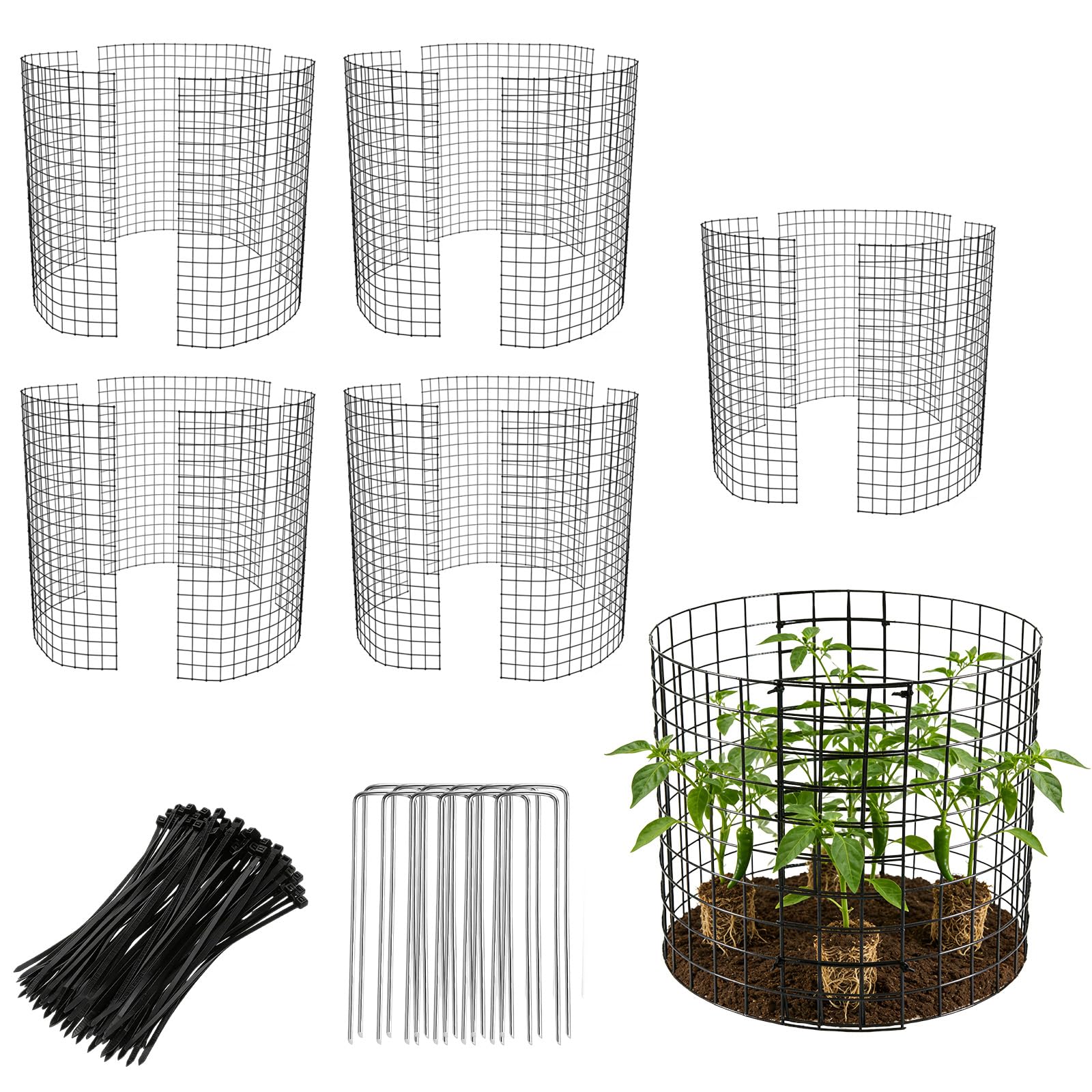 Garden Cloche Plant Protector 15 Pack 30cm x 30cm Metal Animal Barrier with Ground Stakes and Nylon Ties Garden Rabbit Fence for Vegetable Patch and Fruit Cage