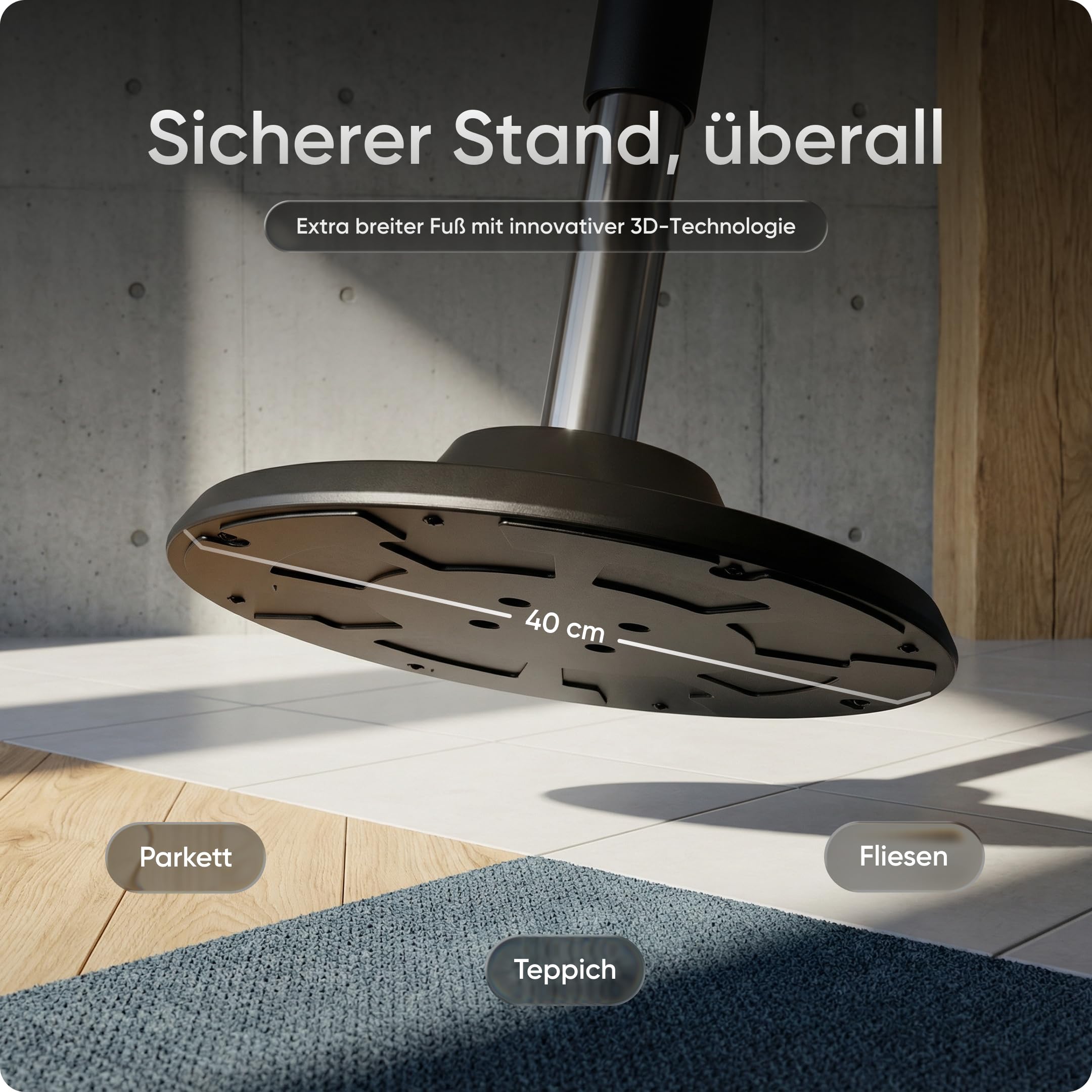 Motion Sitzhocker - Stehhocker höhenverstellbar, ergonomischer Hocker bis 140kg mit CushCloud-Polsterung, Gasfeder & 3D-Sitzmechanik, Bürohocker ergonomisch, Wackelhocker Stehstuhl (Schwarz)