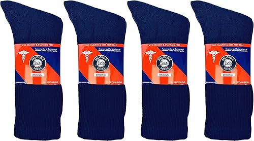 Vista 30 de 6 pares de calcetines de algodón para diabéticos no vinculantes para neuropatía (negro, se adapta a zapatos de hombre talla 12-14.5)