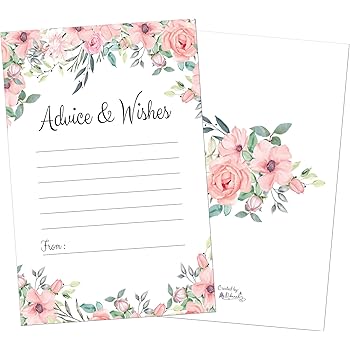 Amazon Com 50 Floral Pink Advice Cards Words Of Wisdom Marriage Wedding Advice Cards Flower Bridal Baby Shower Party Games Guest Book Alternative Note Card Retirement Best Wishes For Mr And Mrs Graduation Advice Office Products
