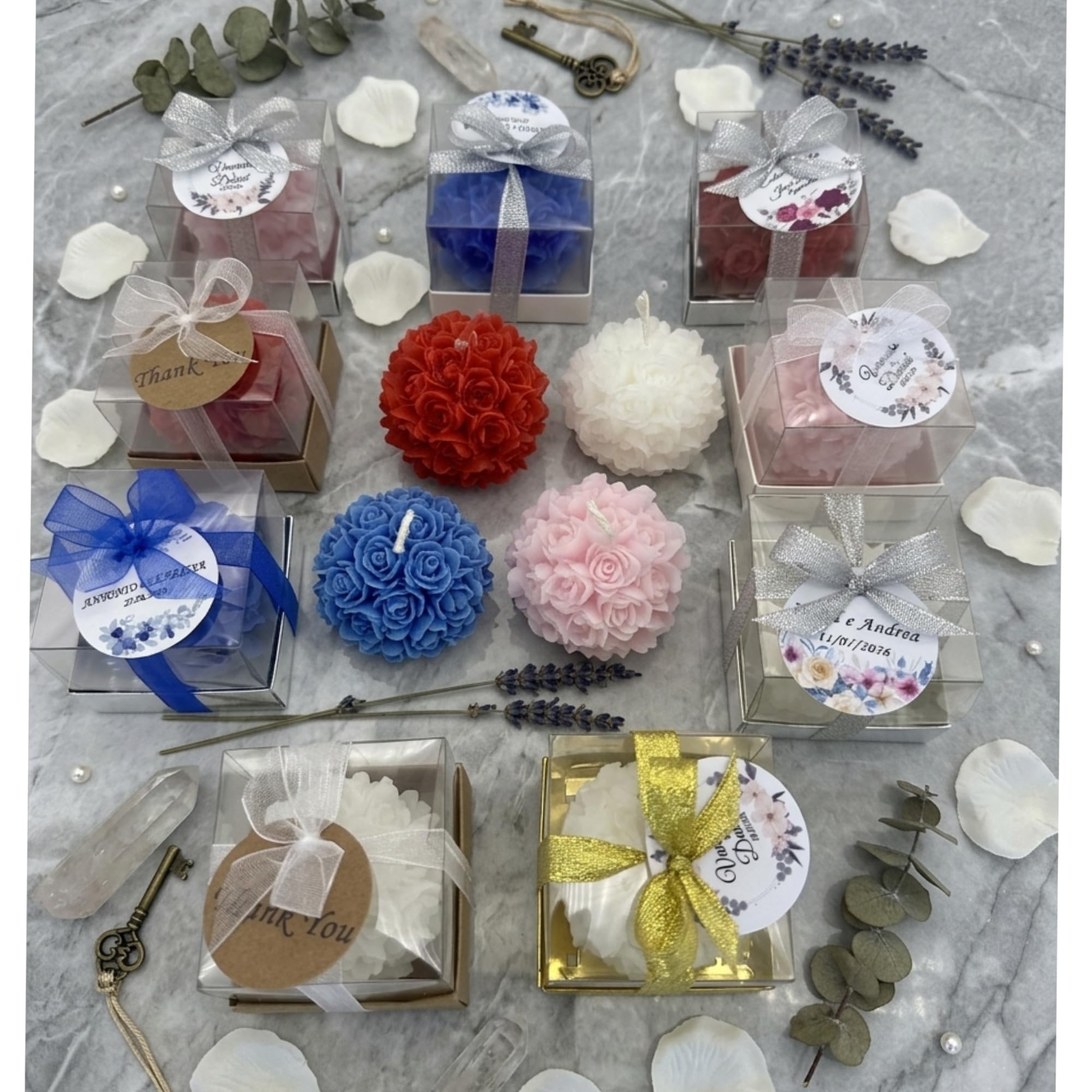 cadeau mariage invité bougie personnalisée, Rose 50 Pièces parfumées bougie remerciement Idée petit cadeau pour merci baptêmes our mariage, cadeaux de fête, fiançailles